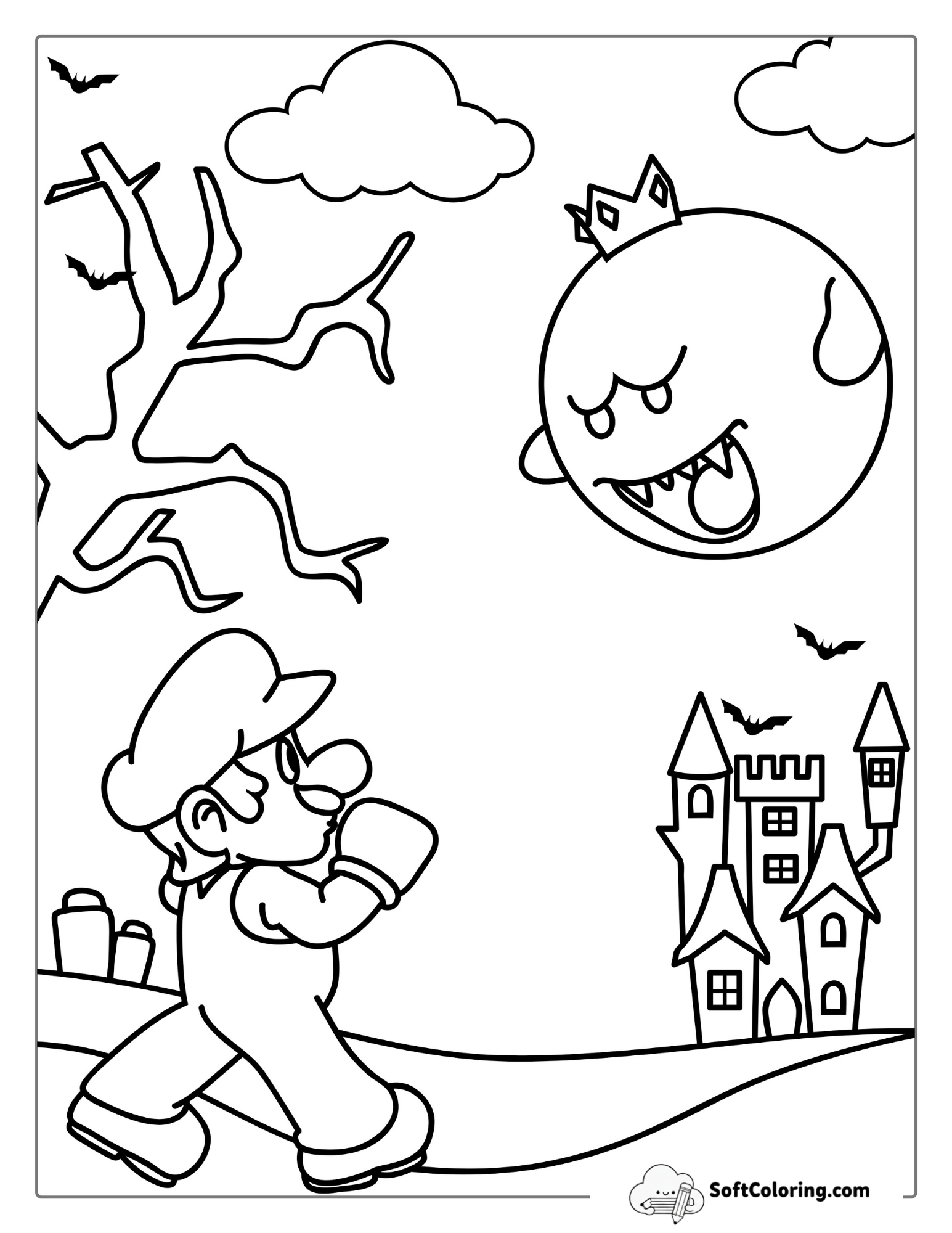 Mario And Boo Coloring Sheet