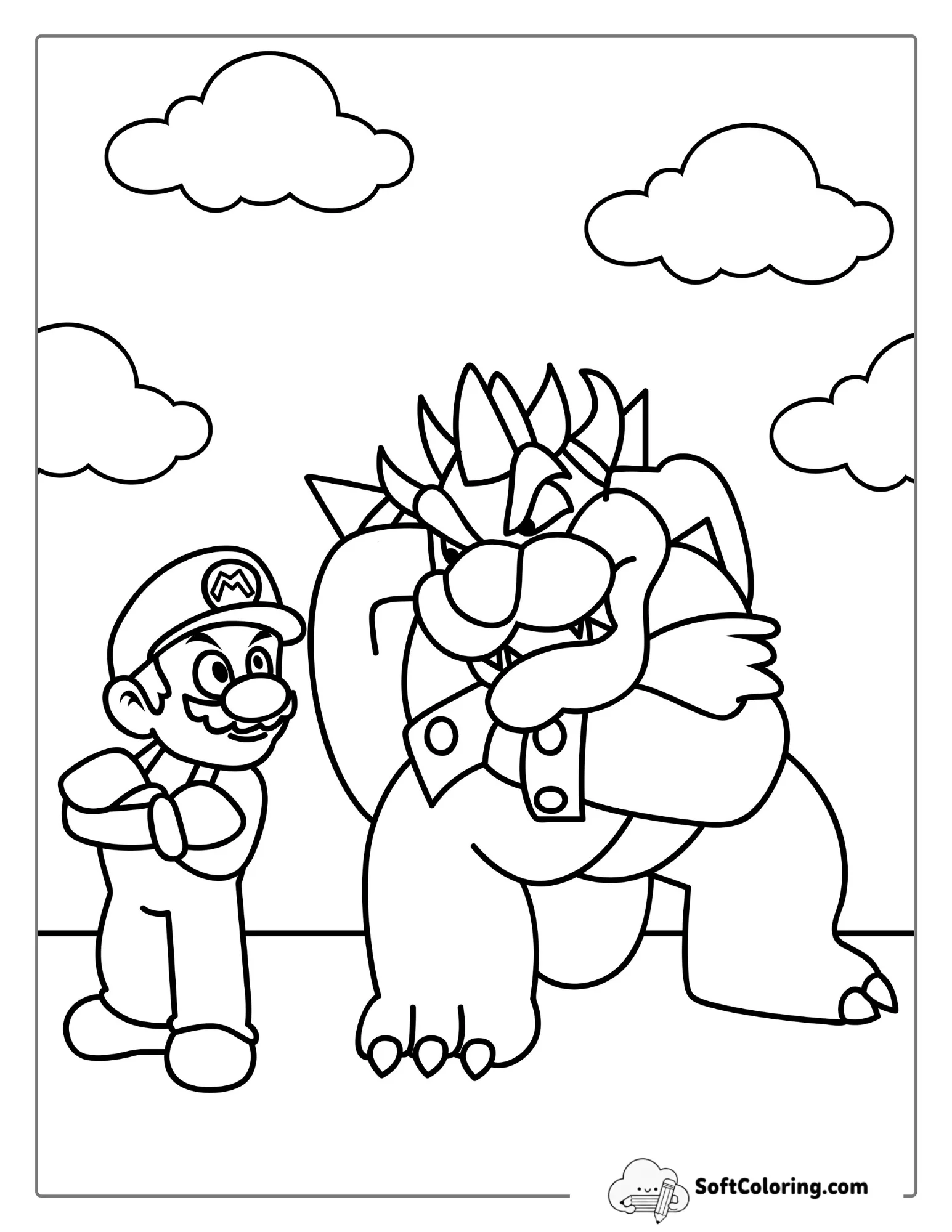 Mario And Bowser Coloring For Kids