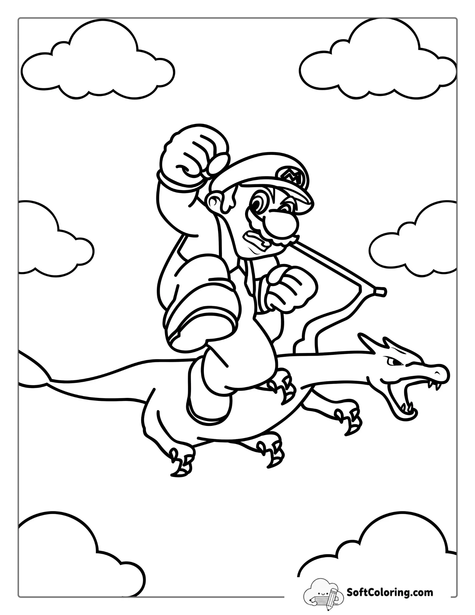 Mario And Dragon Coloring In