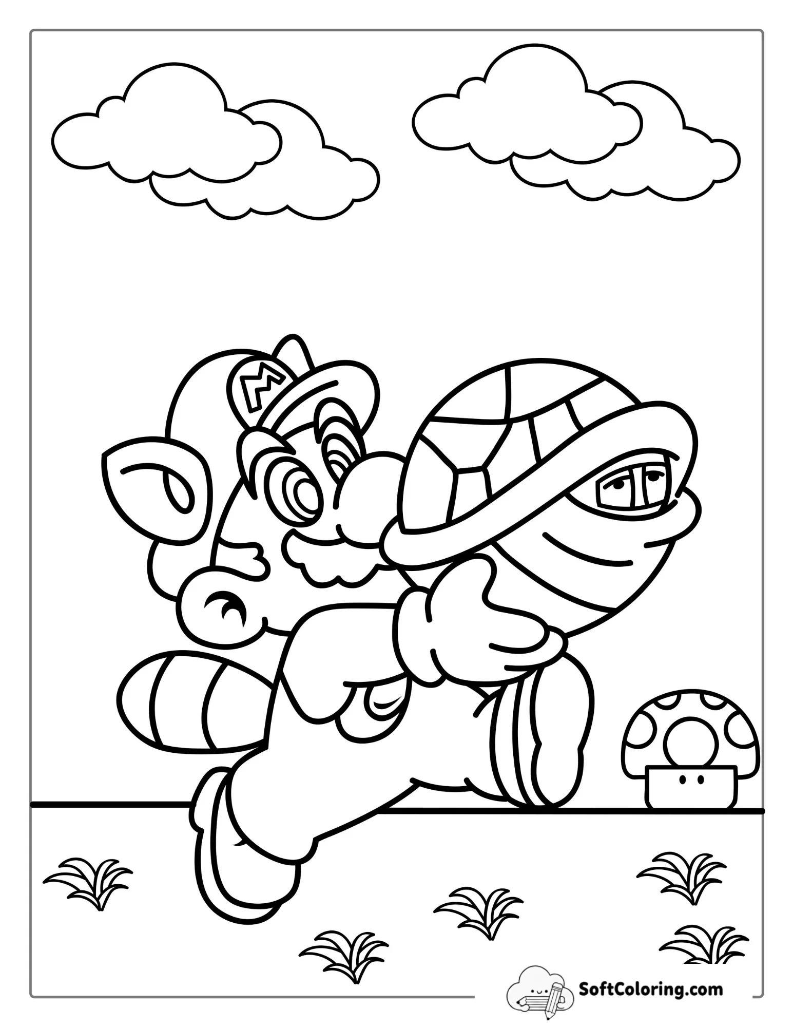 Mario And Koopa Troopa Coloring Page