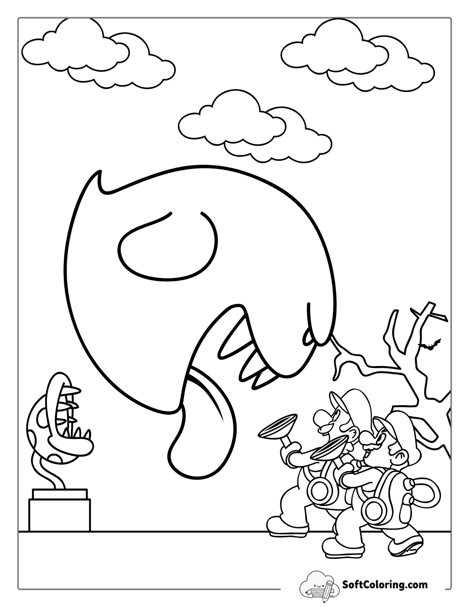 Mario And Luigi Battling Boo To Color