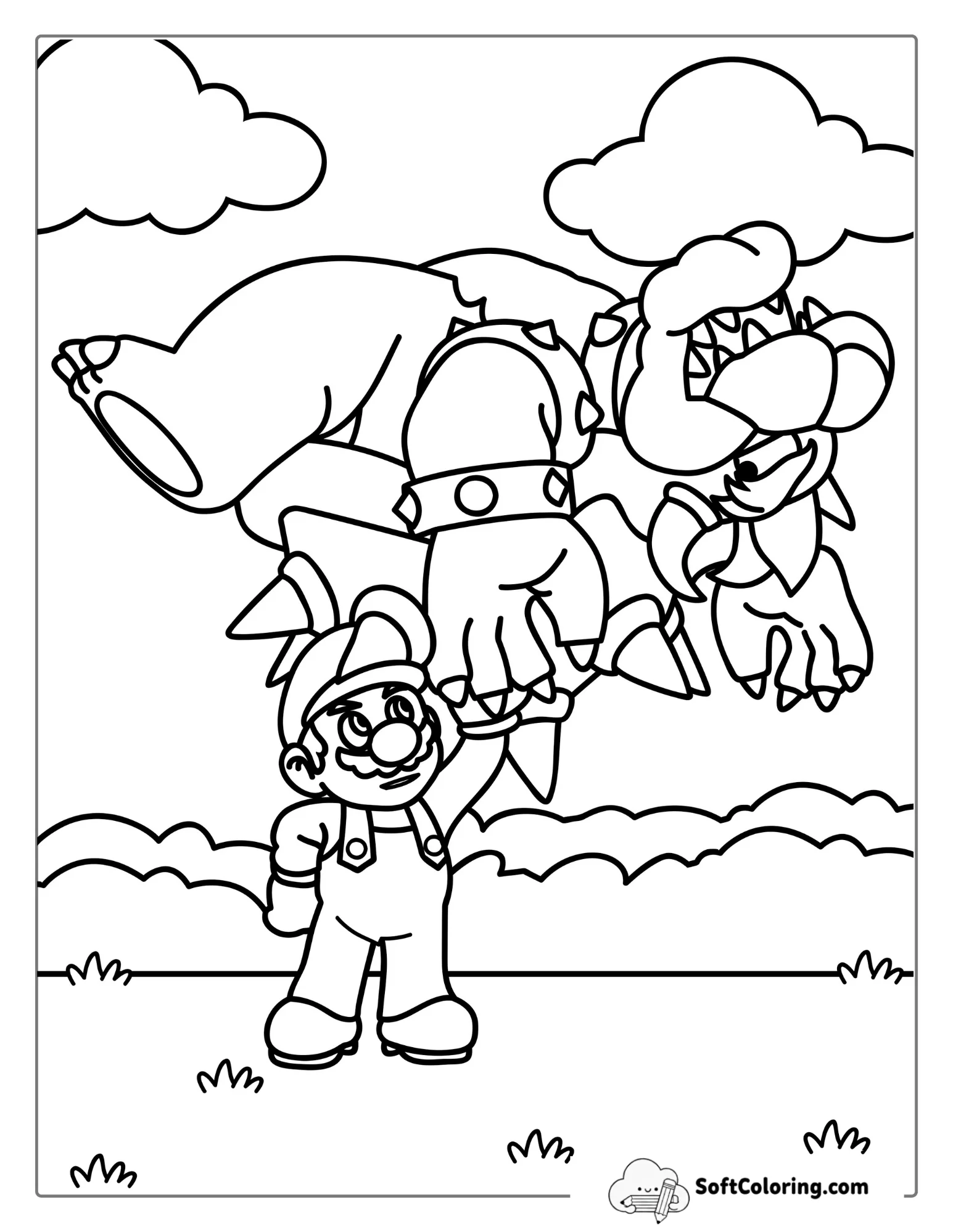 Mario Holding Up Bowser Coloring