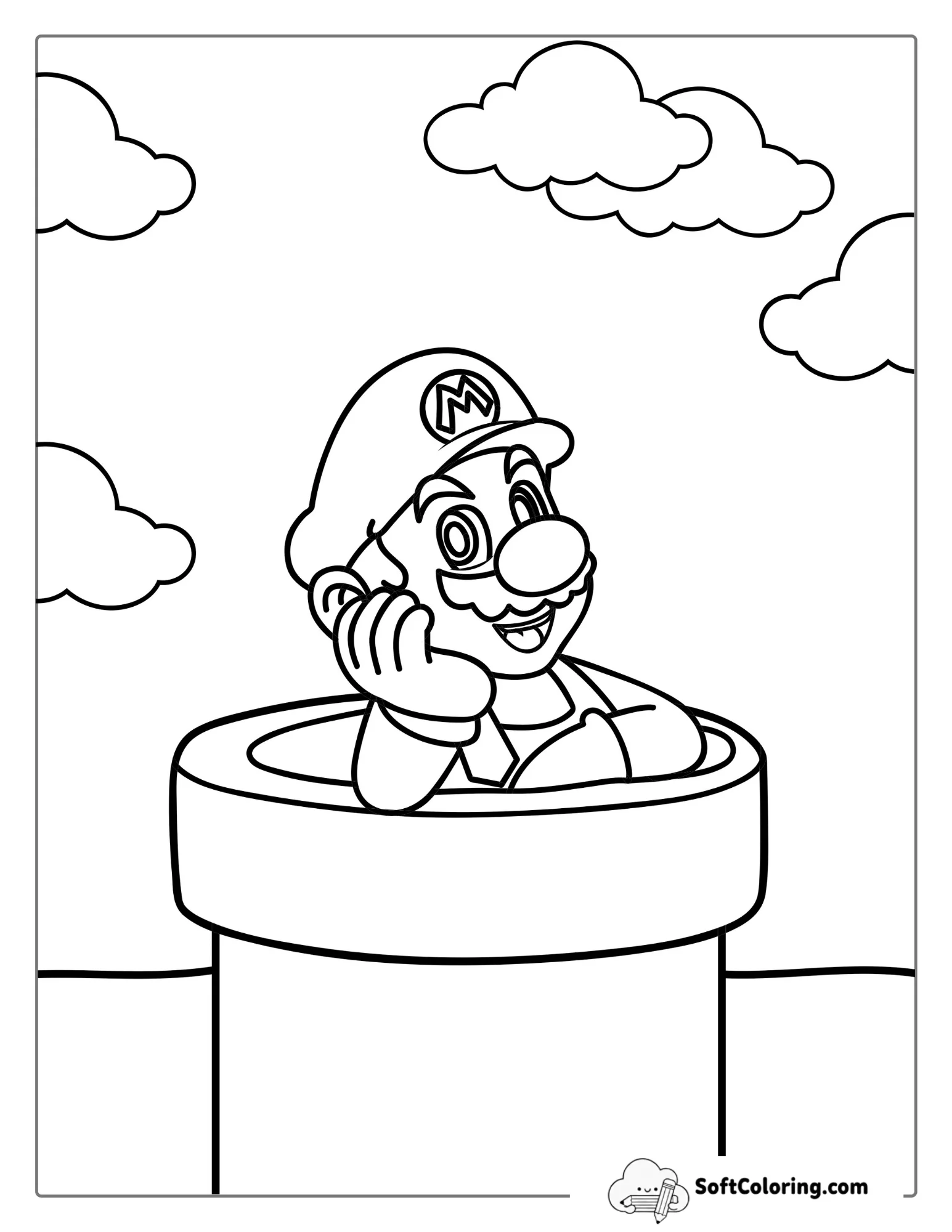 Mario In Tunnel To Color