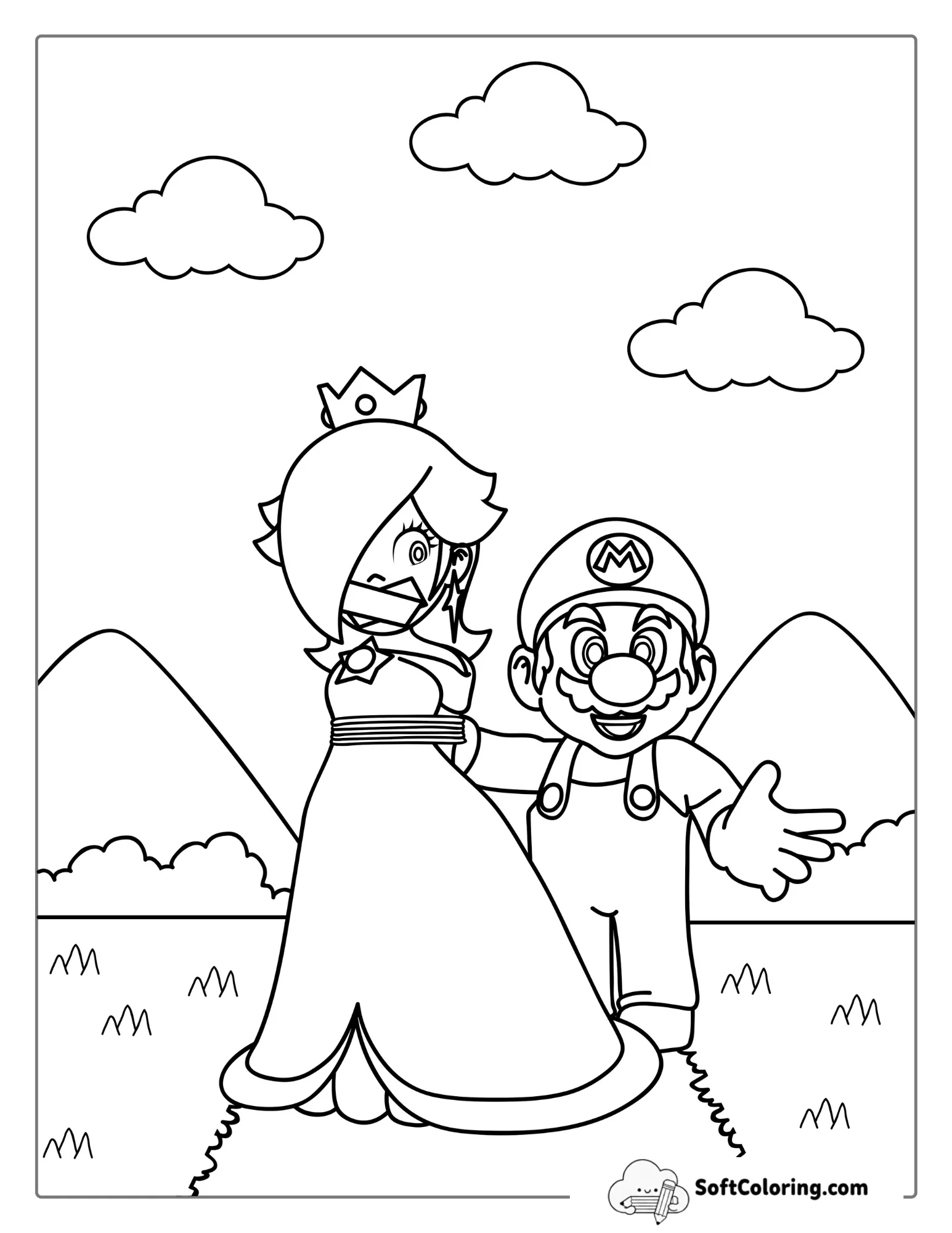Mario Rescuing Peach To Color