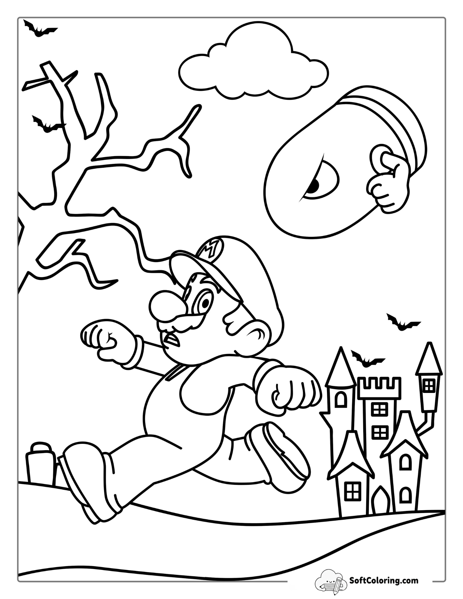 Mario Running From Bullet Bill Coloring