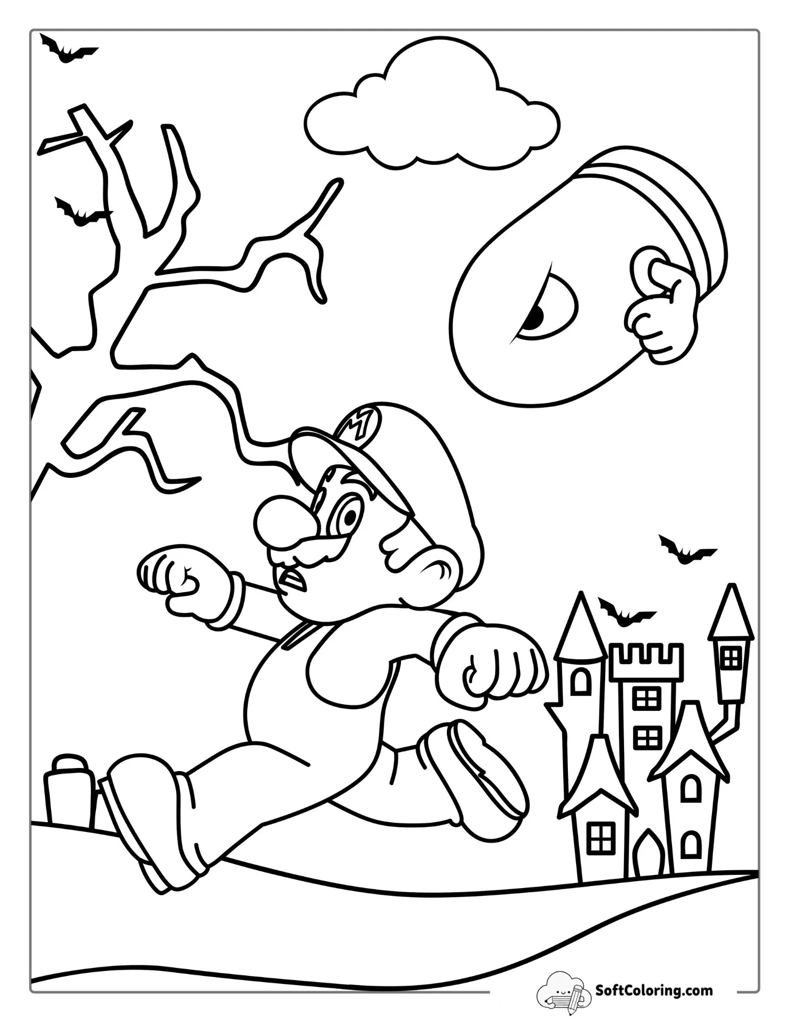 Mario Running From Bullet Bill Coloring