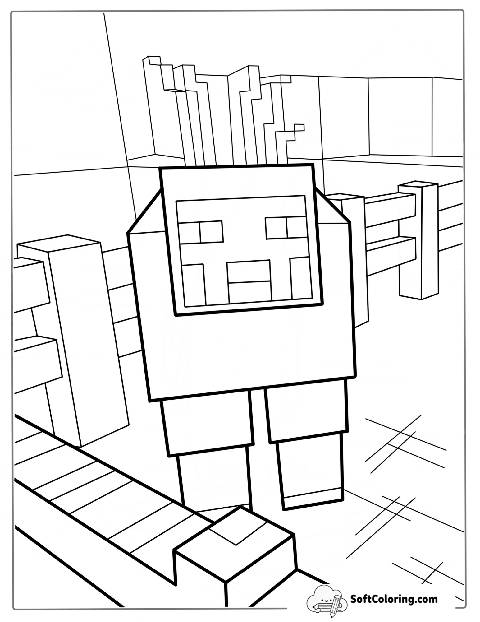 Minecraft Sheep Coloring Page For Kids