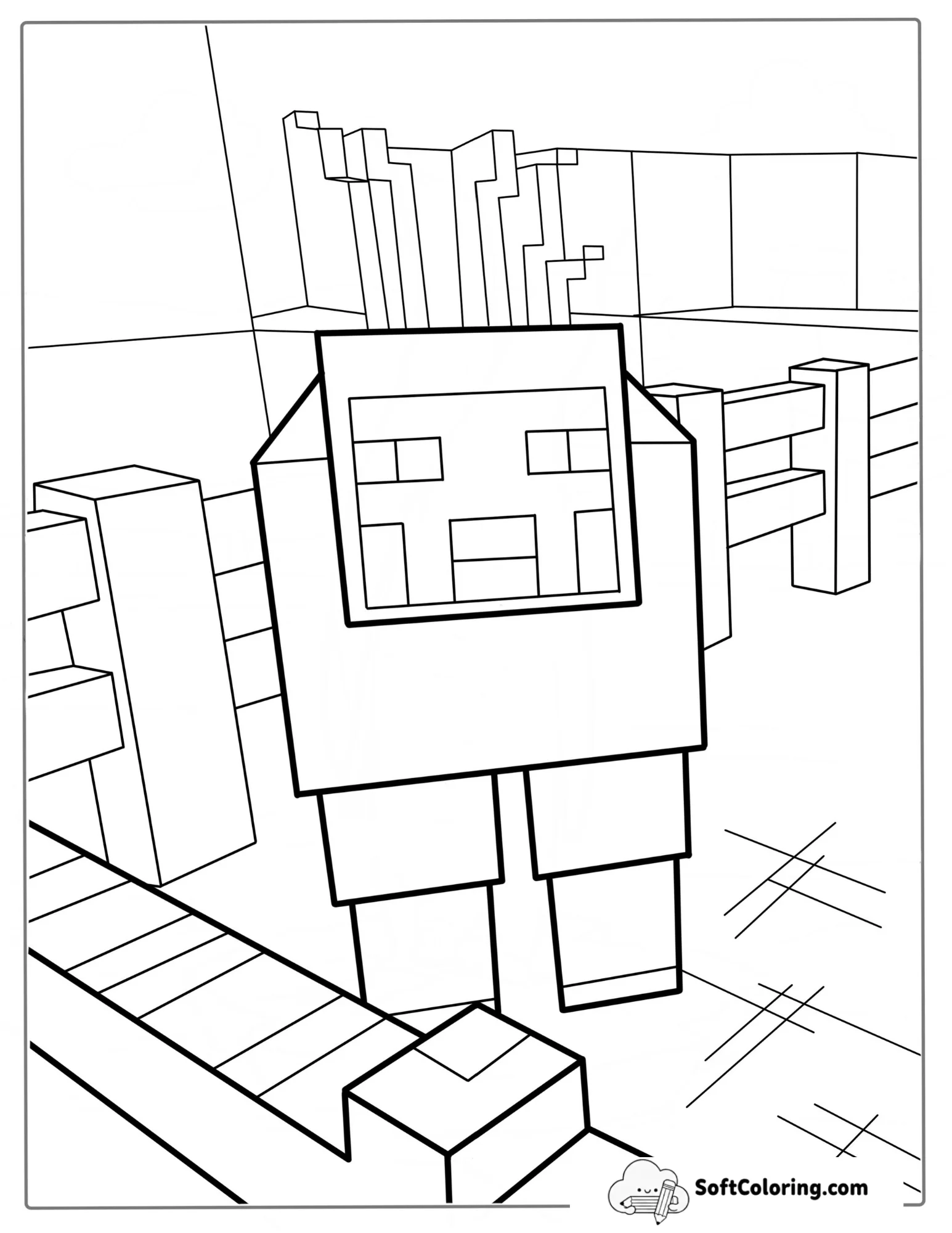 Minecraft Sheep Coloring Page For Kids