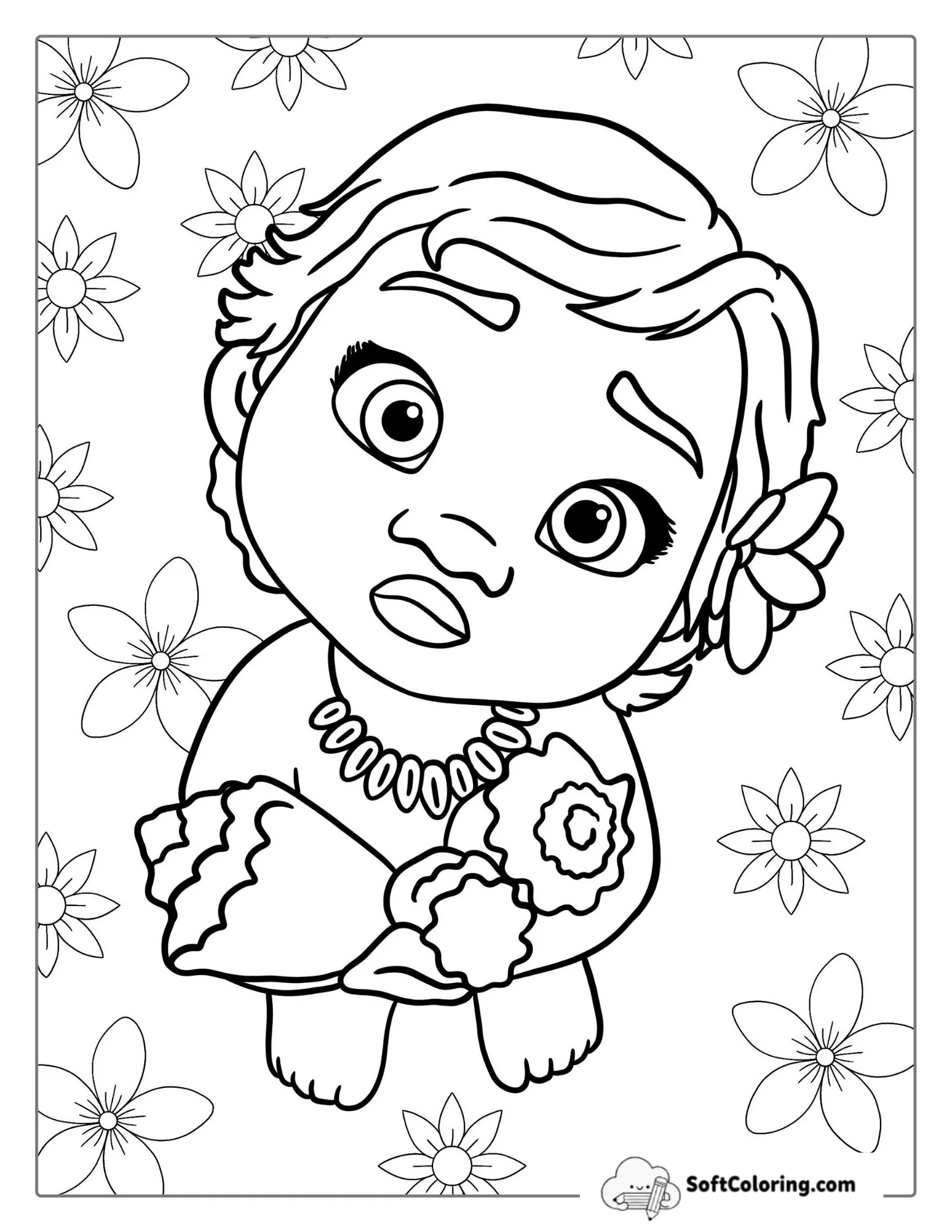Moana As A Kid Coloring Page