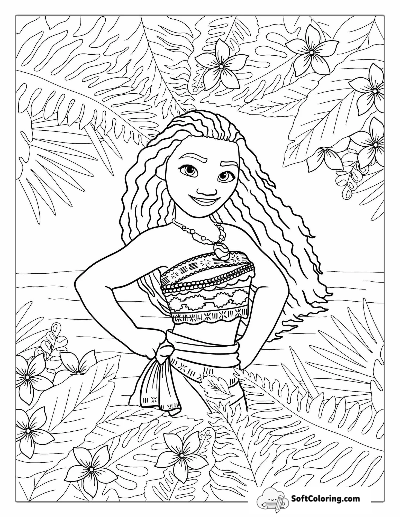 Moana Waialiki Princess Coloring Page