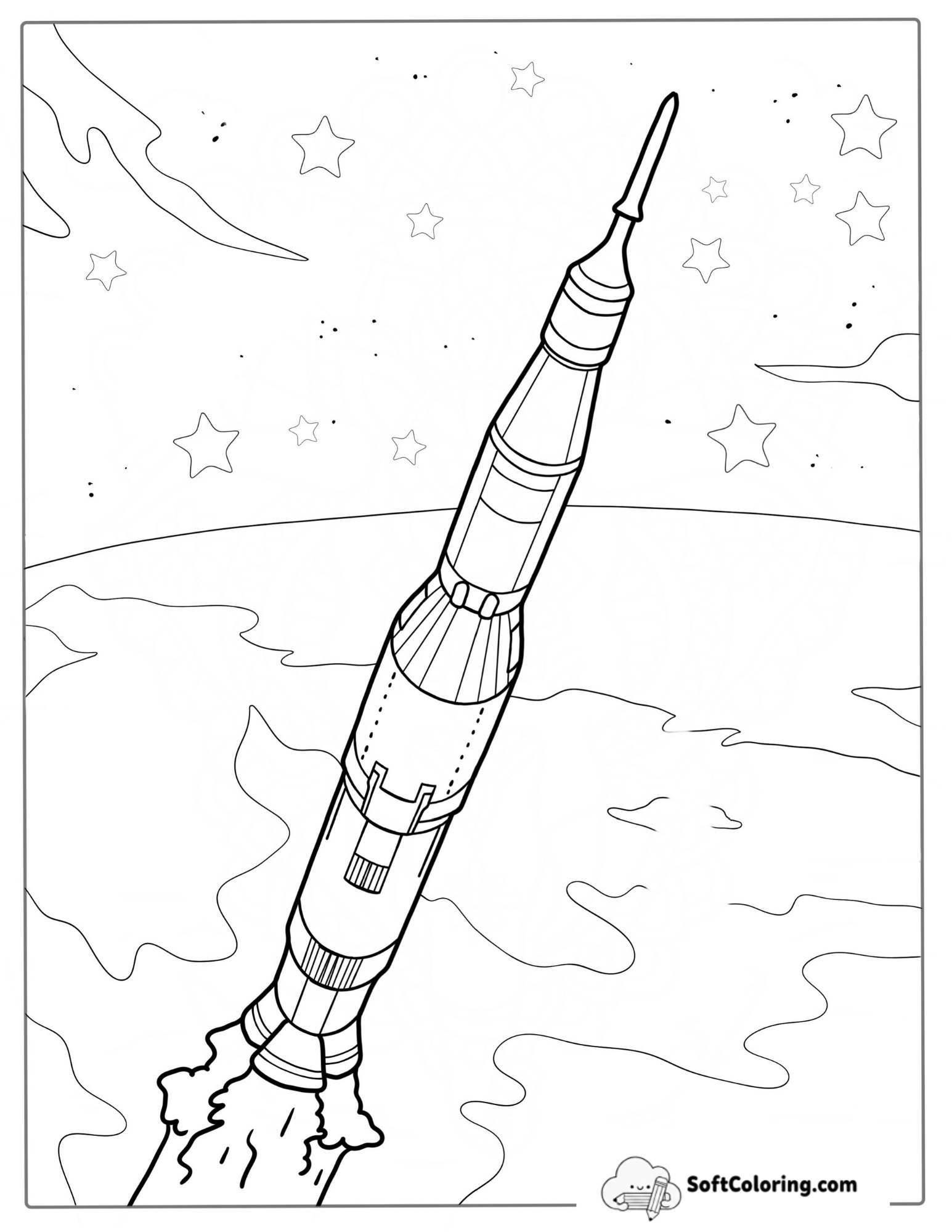 Nasa Saturn V Rocket In Space To Color
