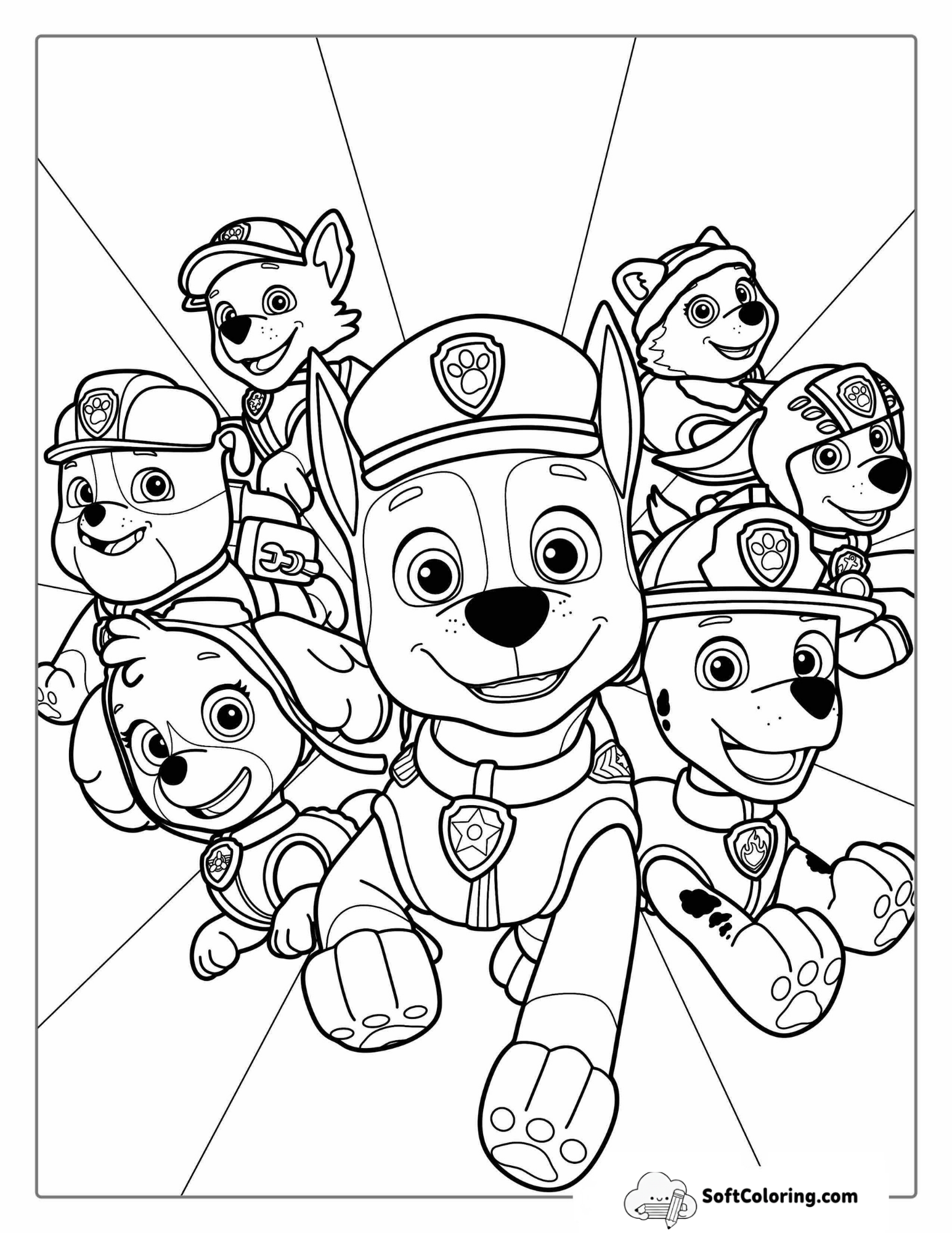 Full Paw Patrol Team Mission Coloring Page