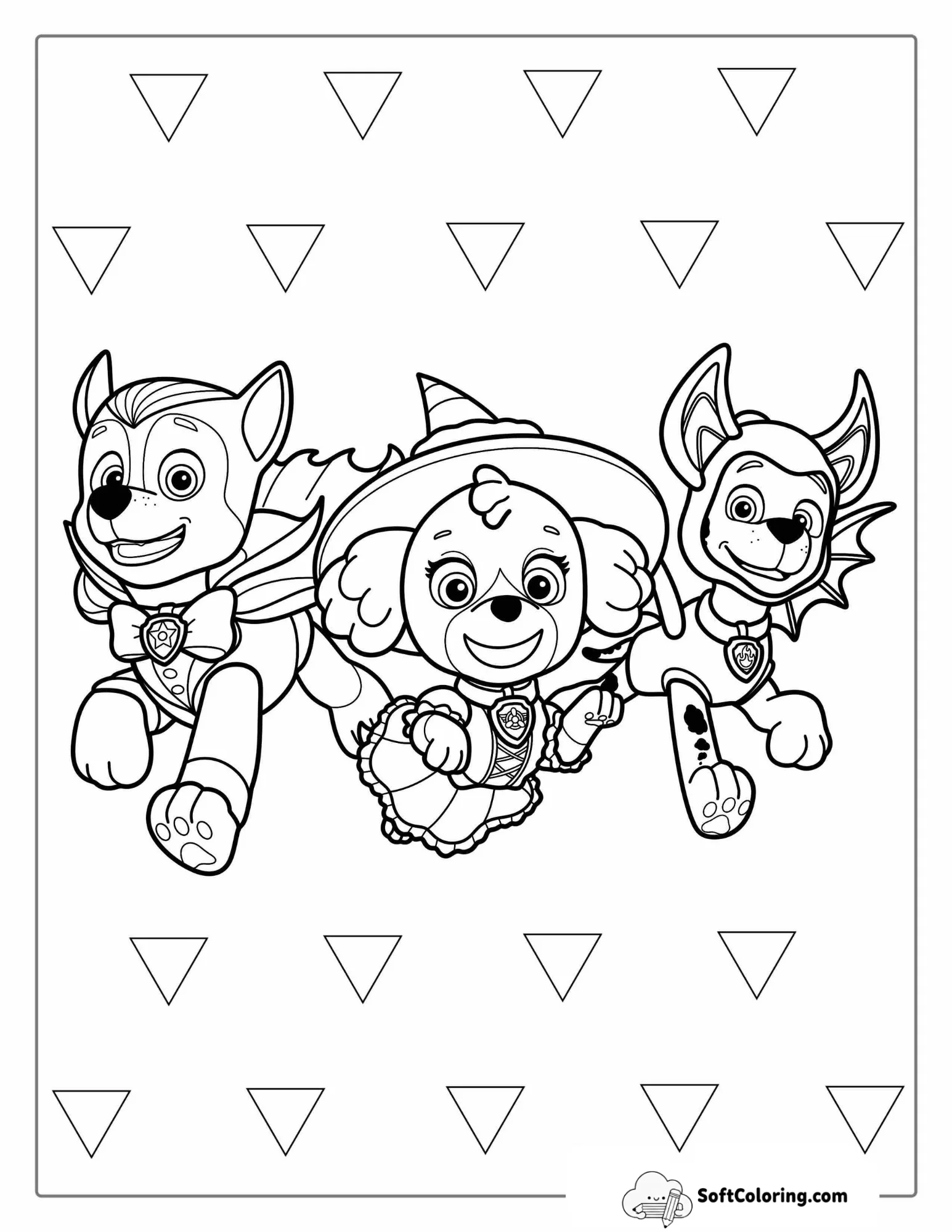 Paw Patrol Halloween Theme Coloring Page