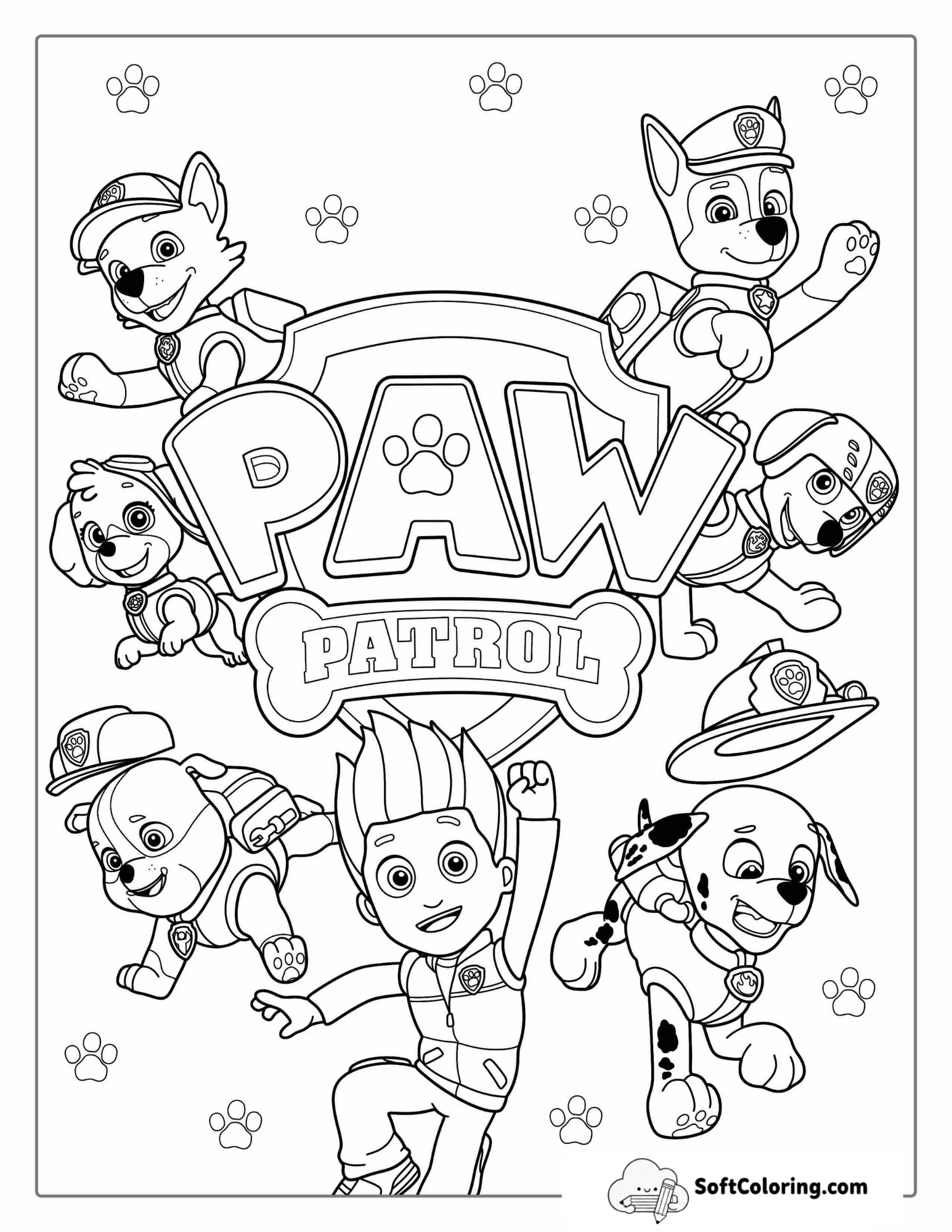 Paw Patrol Log With Friends Coloring Sheet