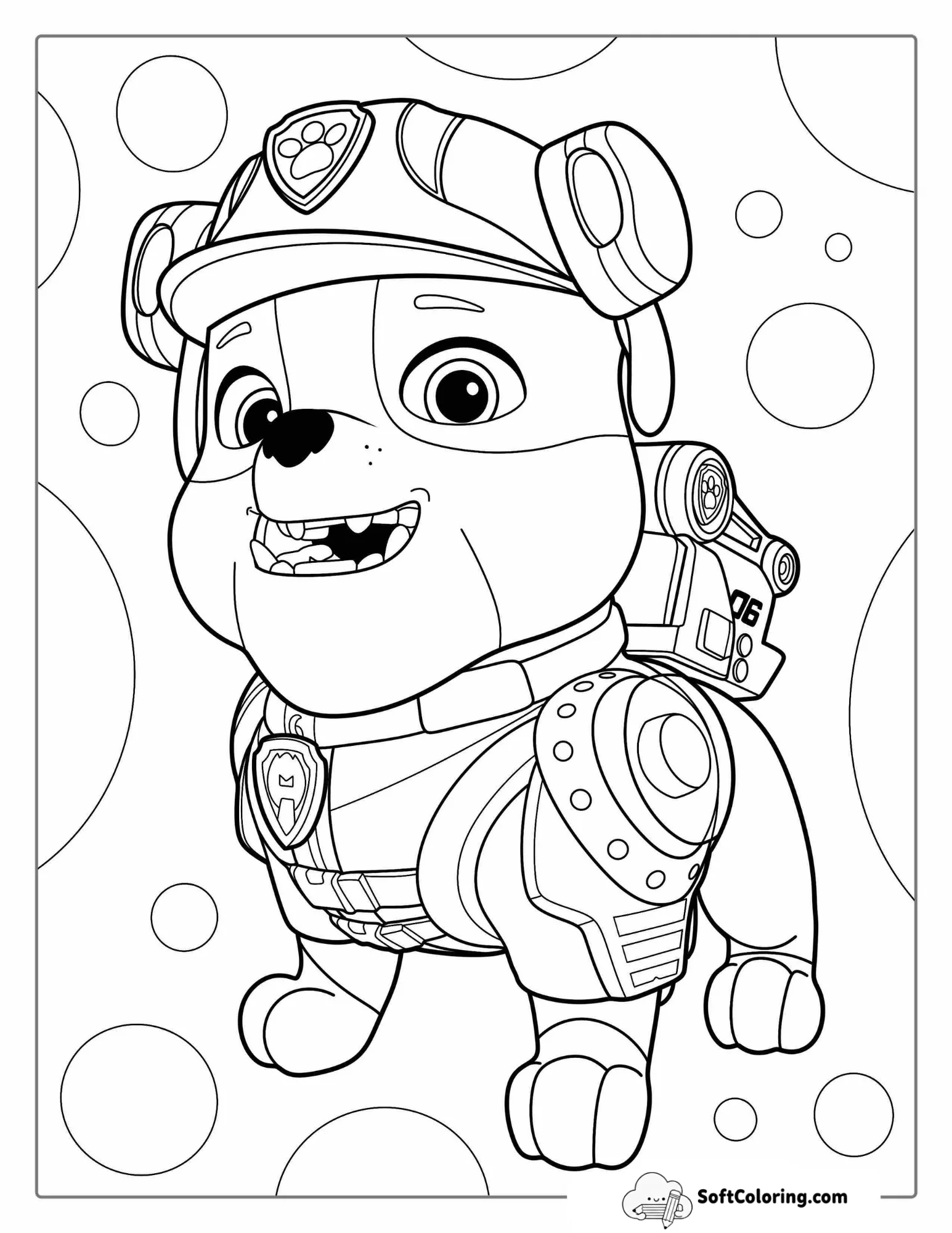 Paw Patrol Rubble Dog Coloring Sheet