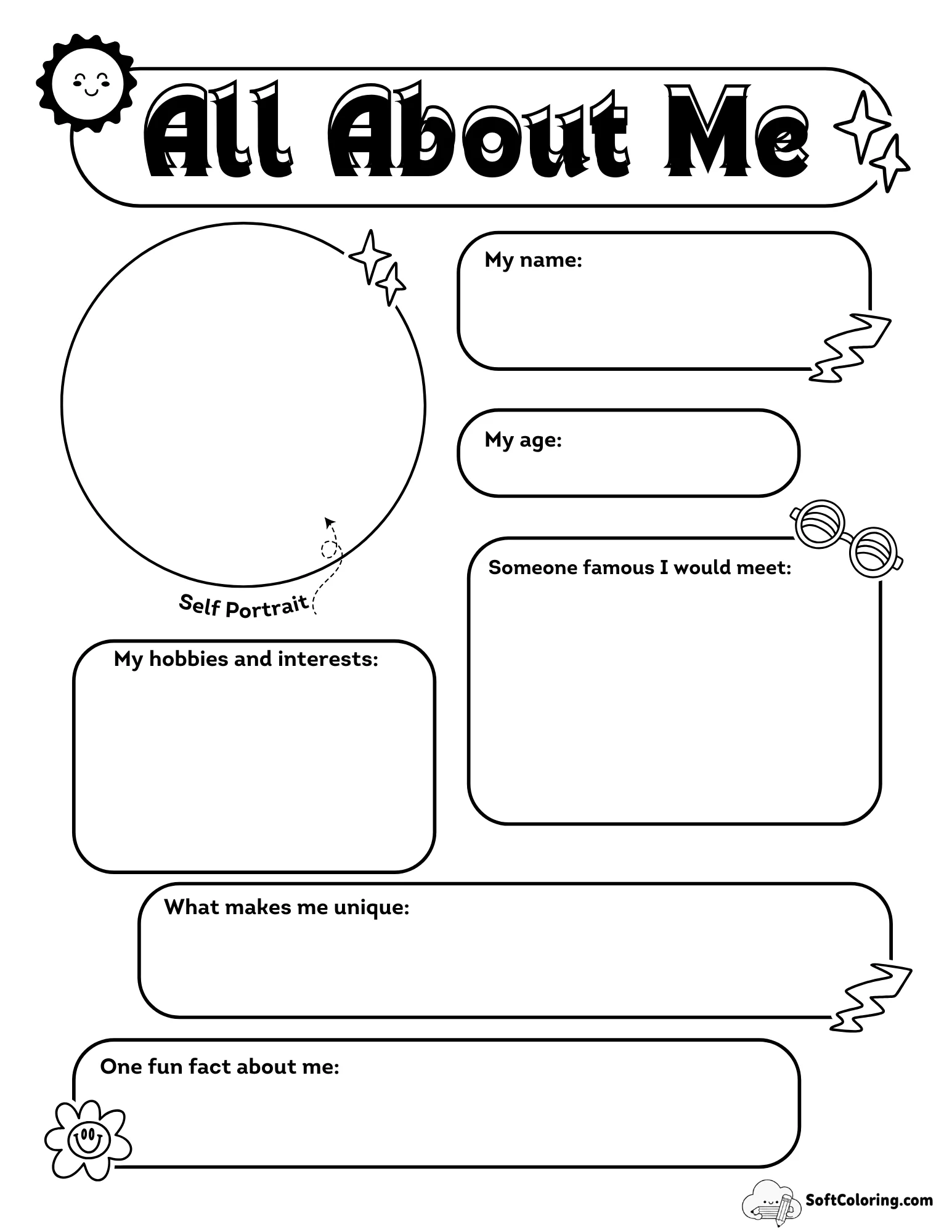 Printable All About Me Worksheet For Students