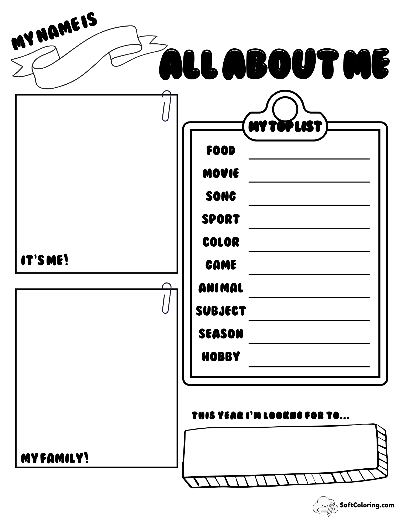 Printable All About Me Workshet And Template
