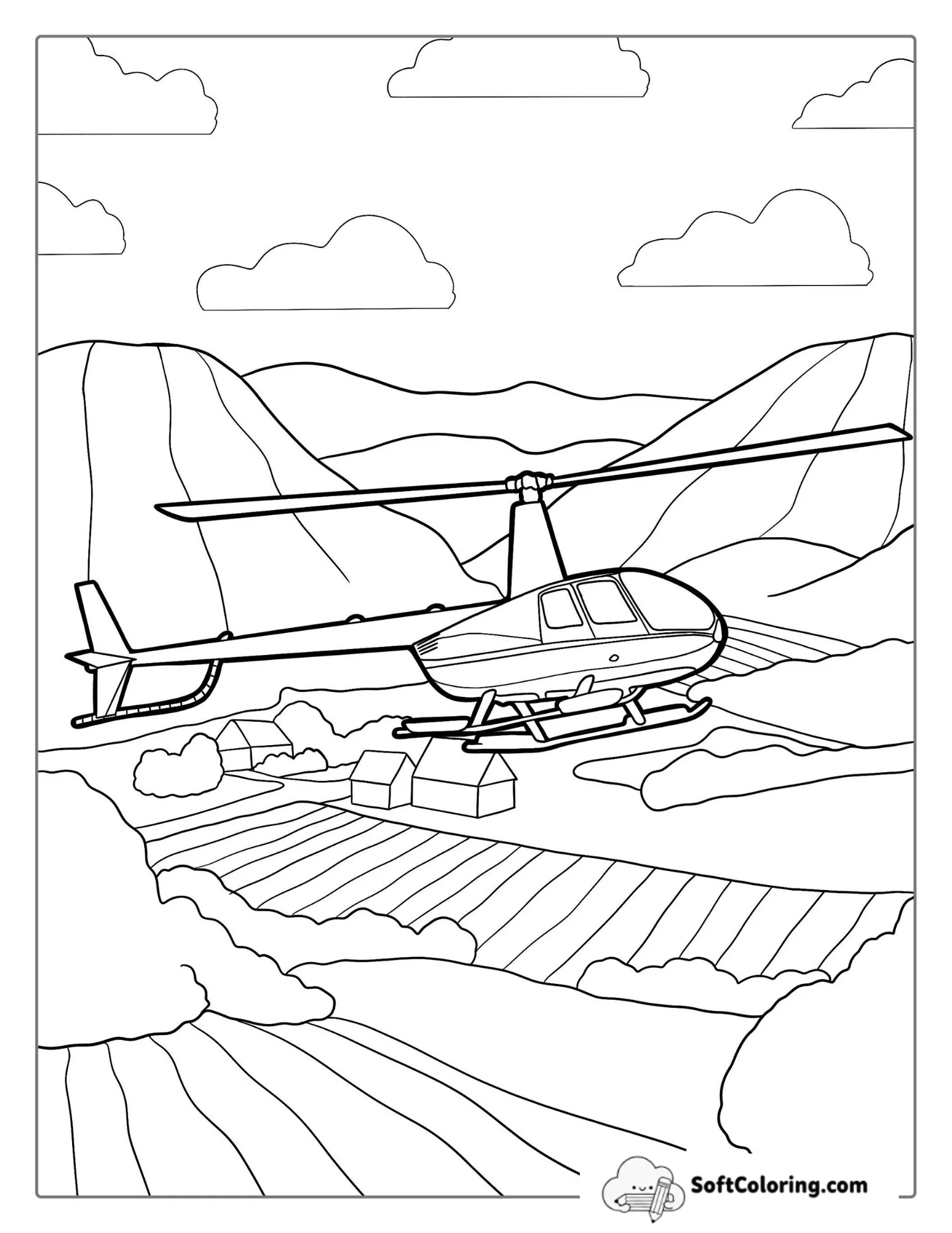 Robinson R44 Helicopter Coloring Picture