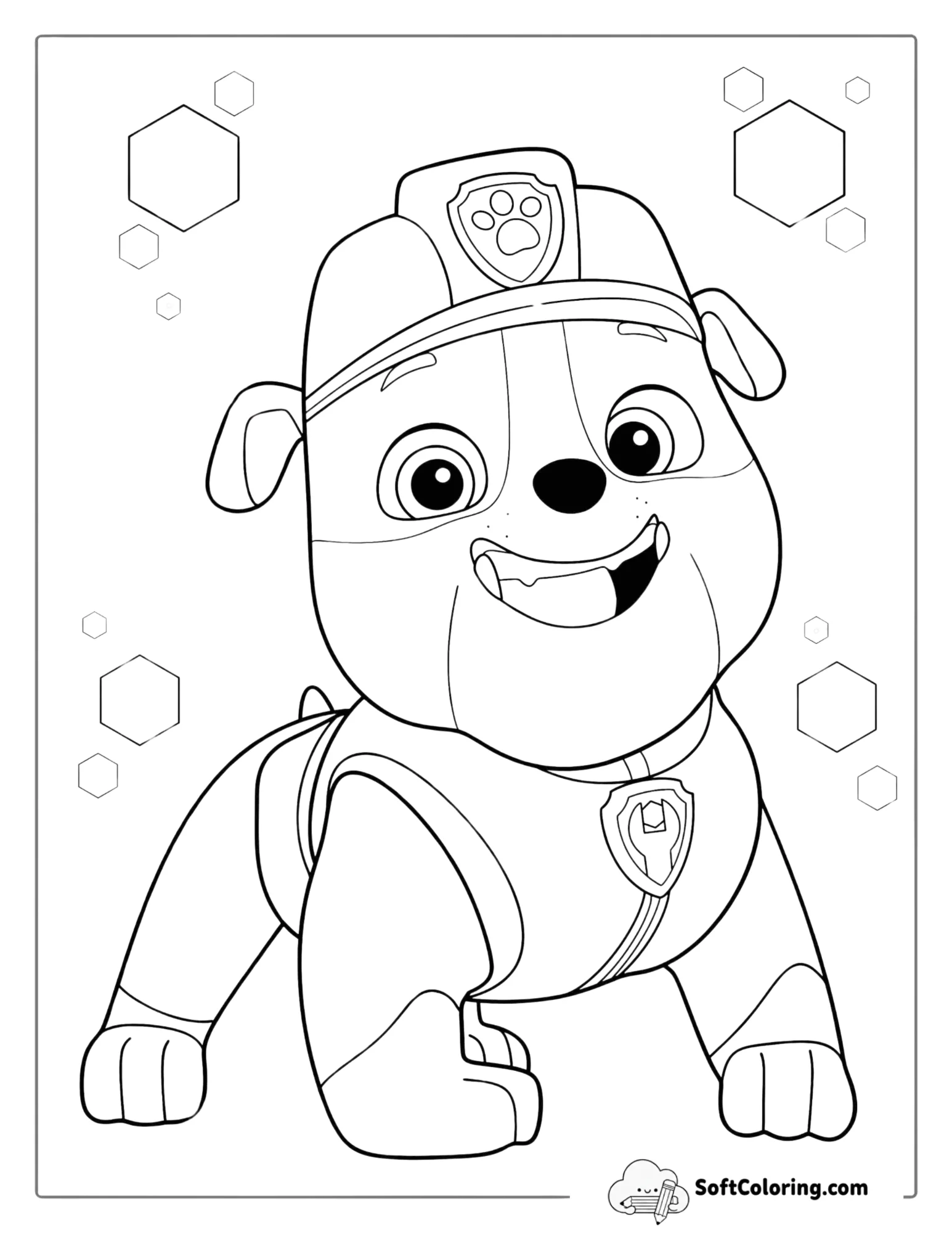 Rubble Dog Character Coloring Picture