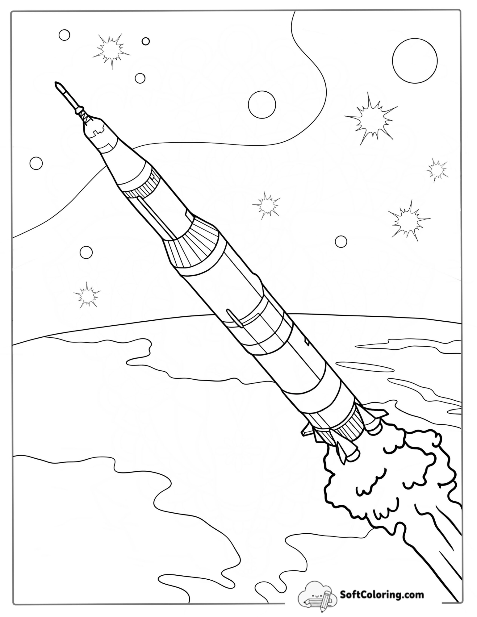 Saturn V Nasa Moon Rocket Coloring Sheet