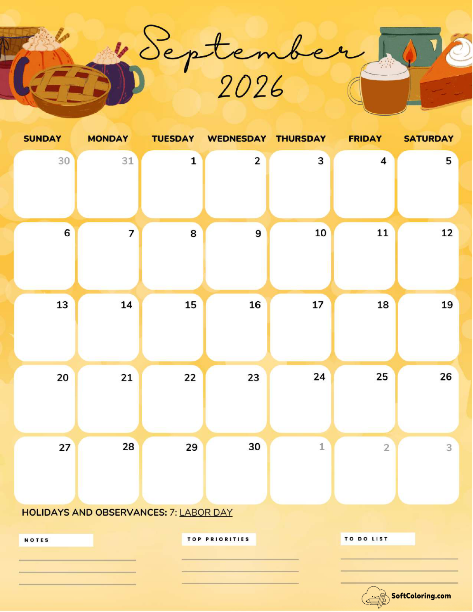 September 2026 Calendar Printable Cozy Portrait V2