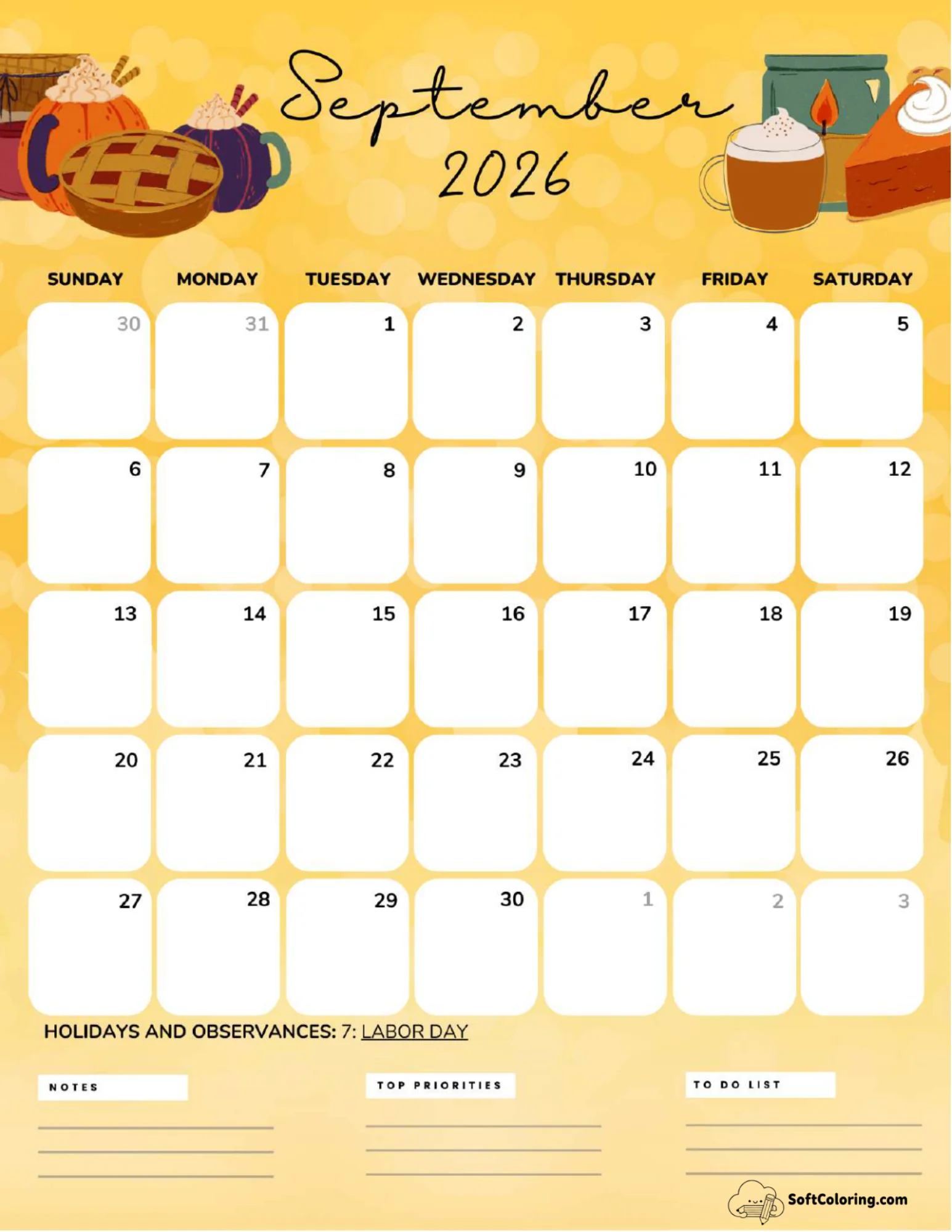 September 2026 Calendar Printable Cozy Portrait V2