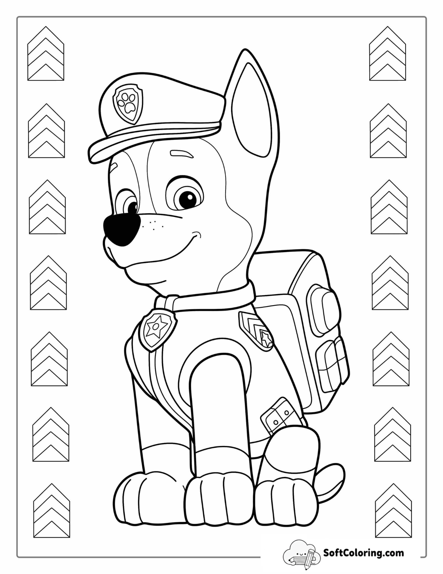 Simple Coloring Page Of Police Dog Chase