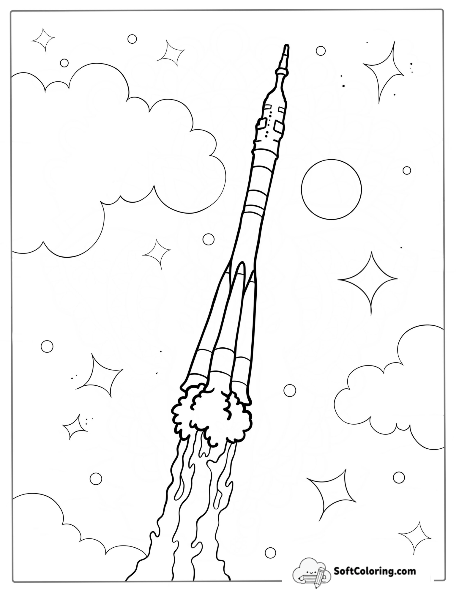 Simple Outline Of Soyuz Rocket To Color