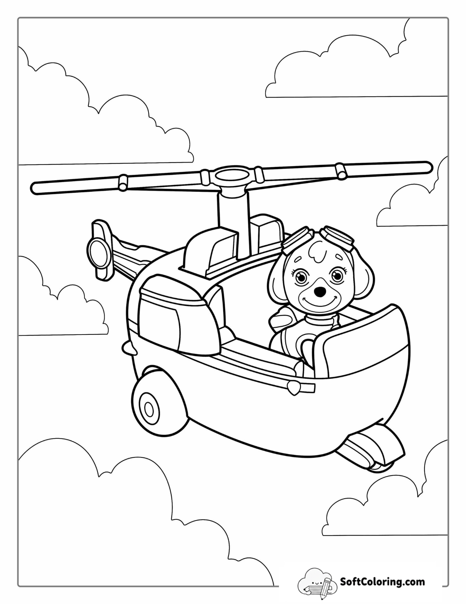Skye In Helicopter From Paw Patrol To Color