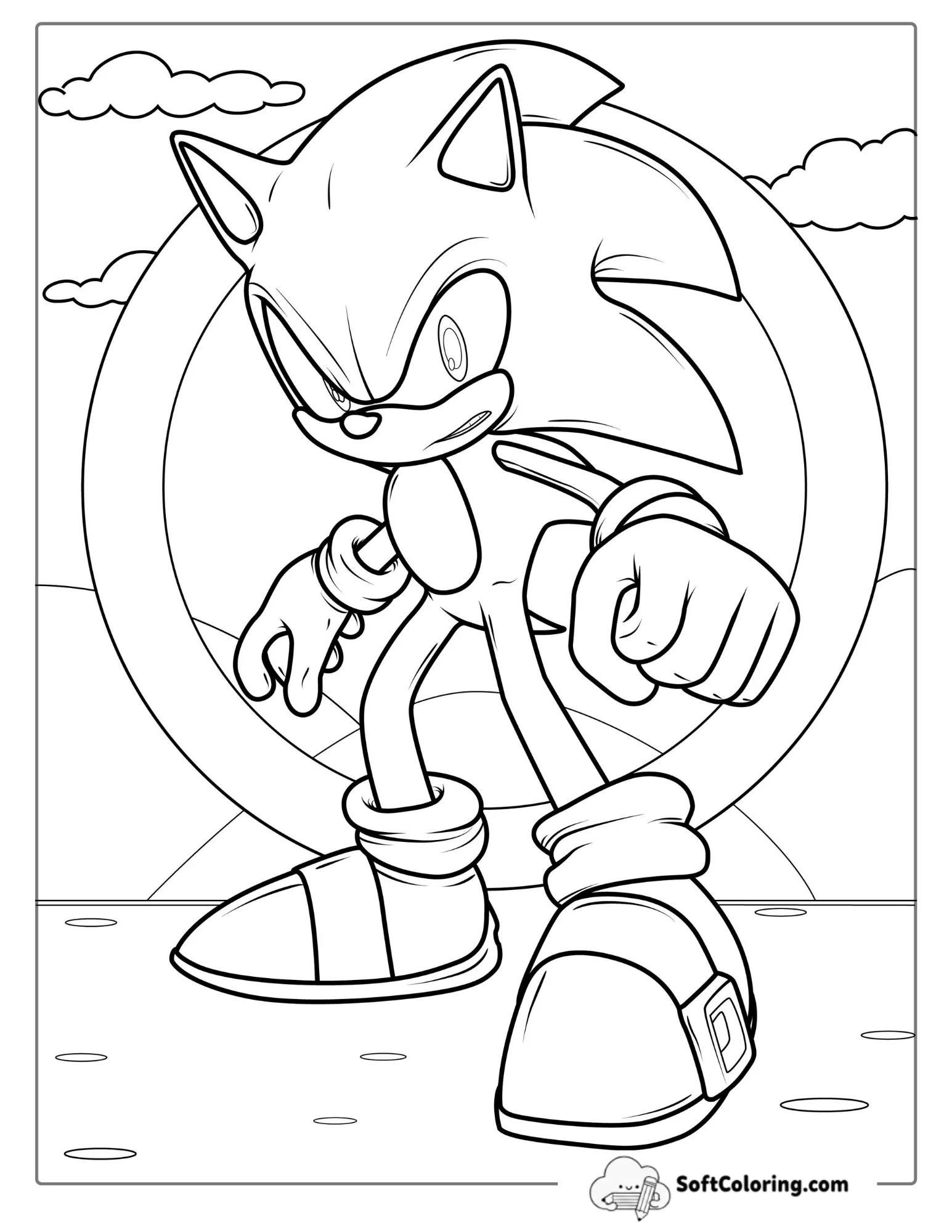 Sonic Coloring Page For Kids