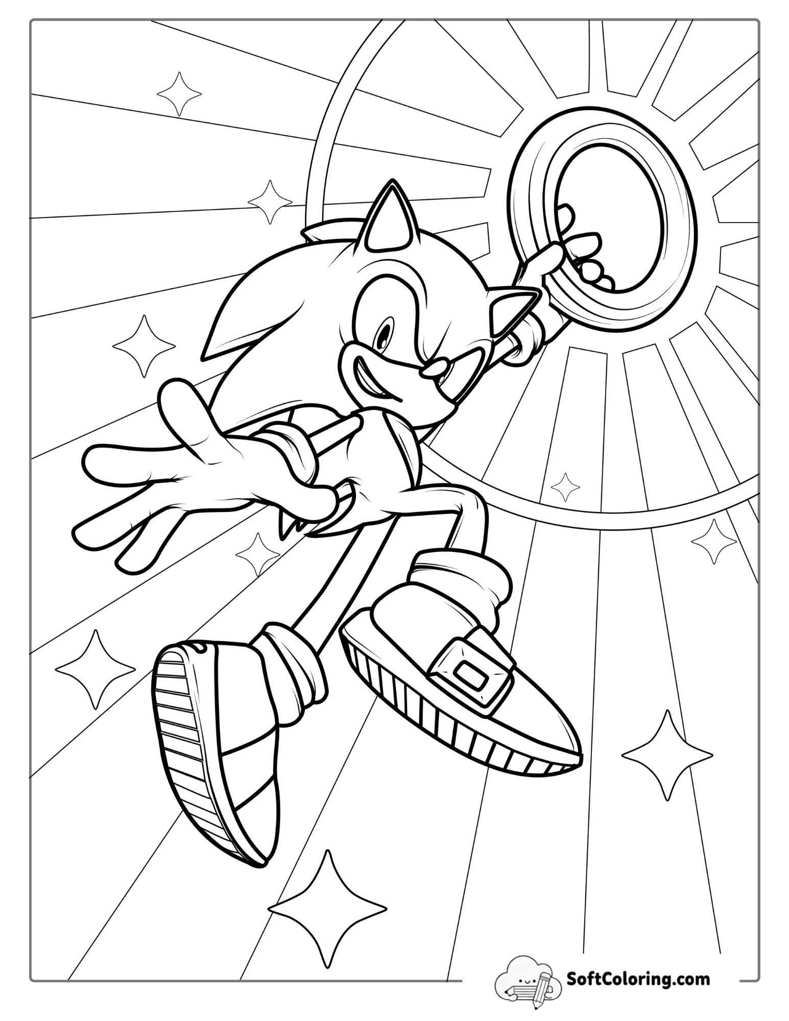 Sonic Leaping Through Air With Ring