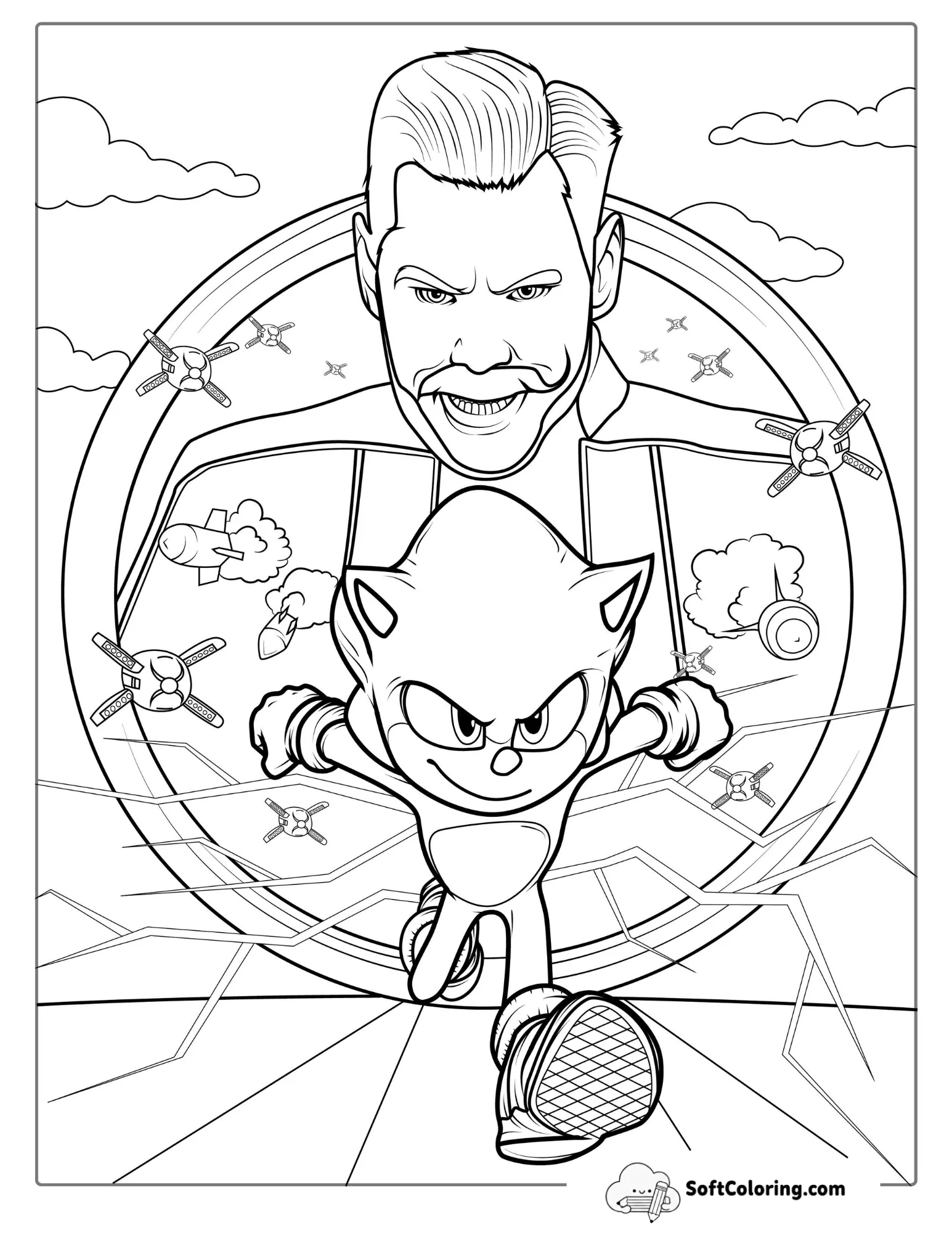 Sonic Movie Poster Coloring Sheet
