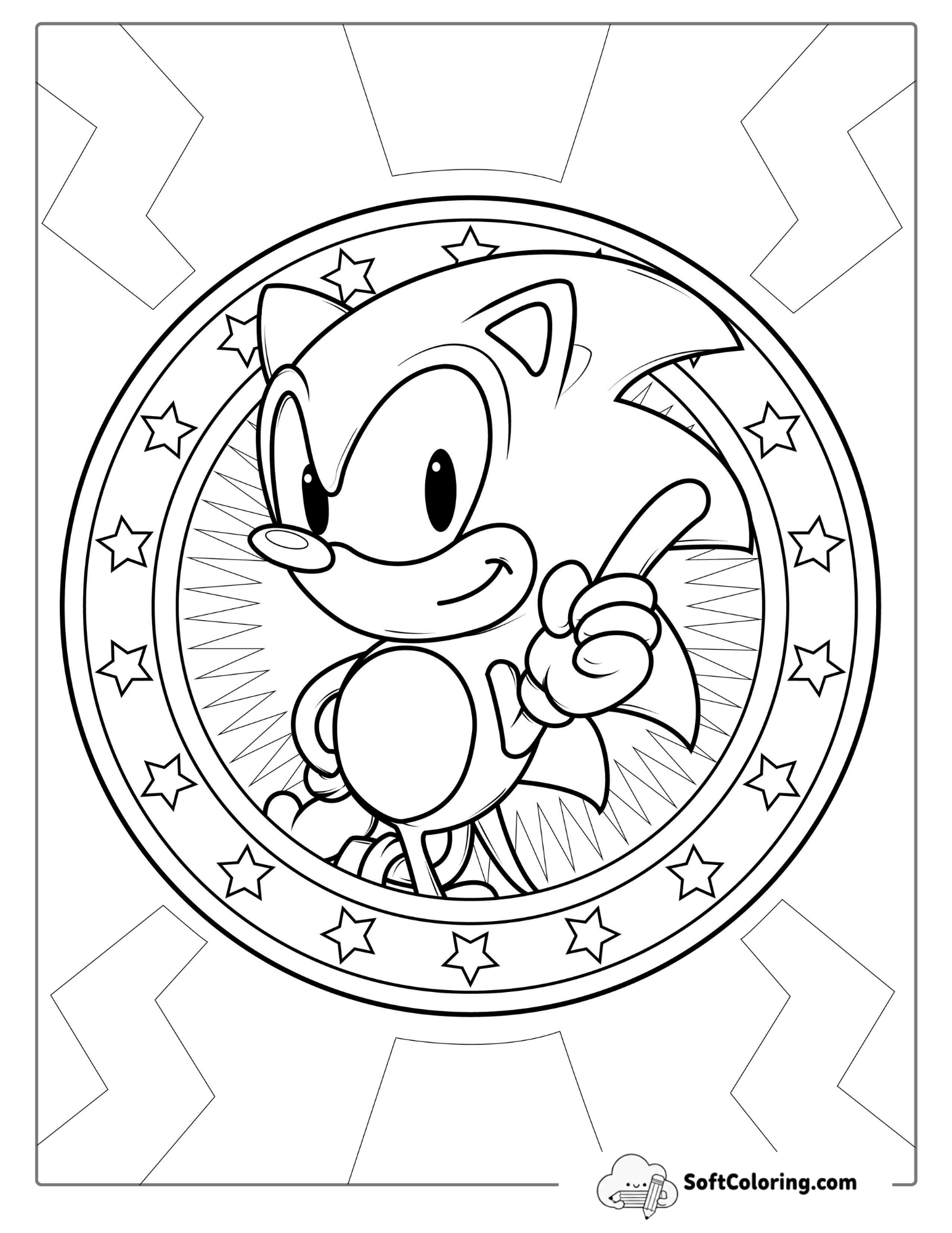 Sonic Pointing Finder With Stars To Color