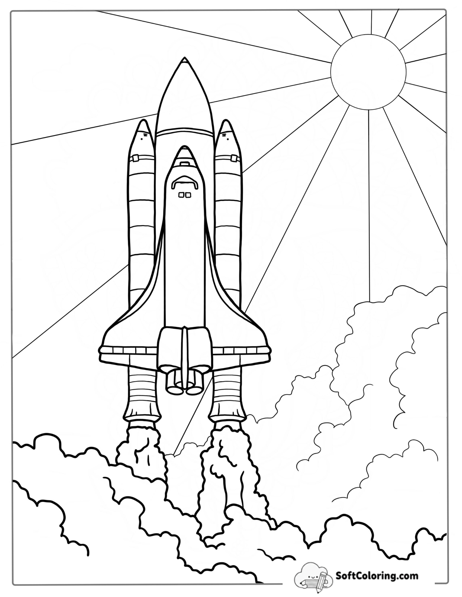 Space Shuttle Rocket Taking Off Coloring Page