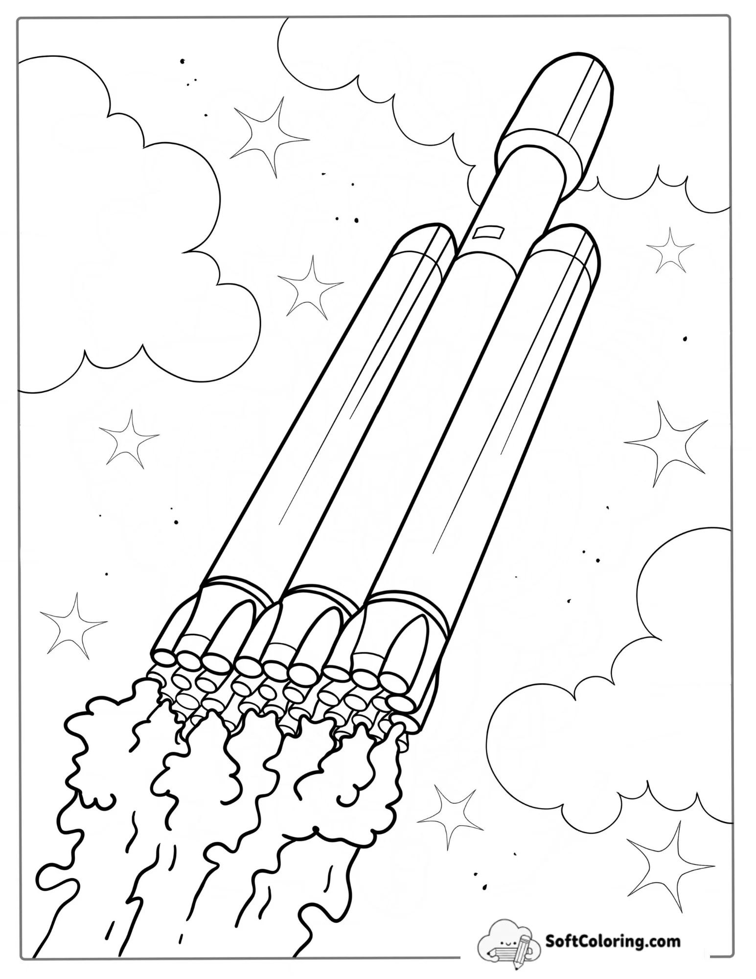Spacex Falcon Heavy Rocket Coloring Sheet