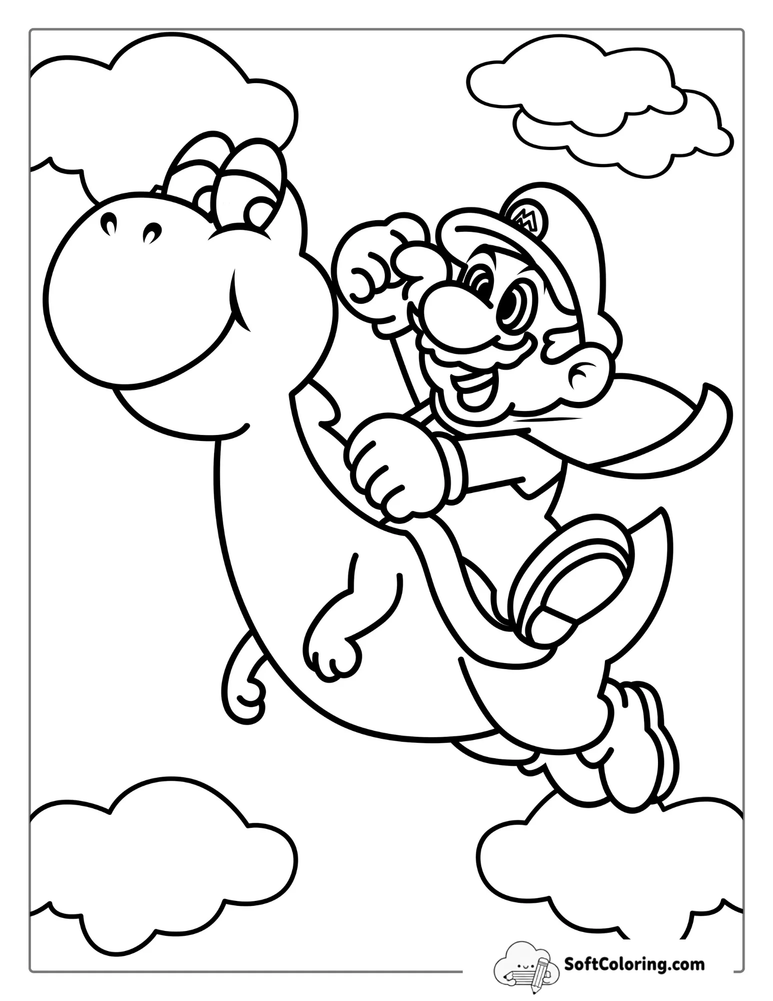 Super Mario And Yoshi Coloring