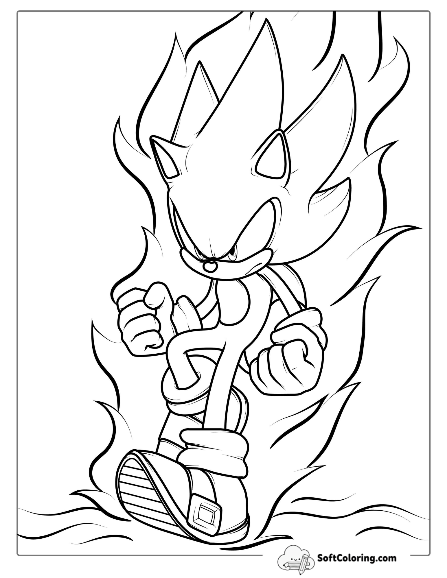 Super Sonic Coloring Page For Kids