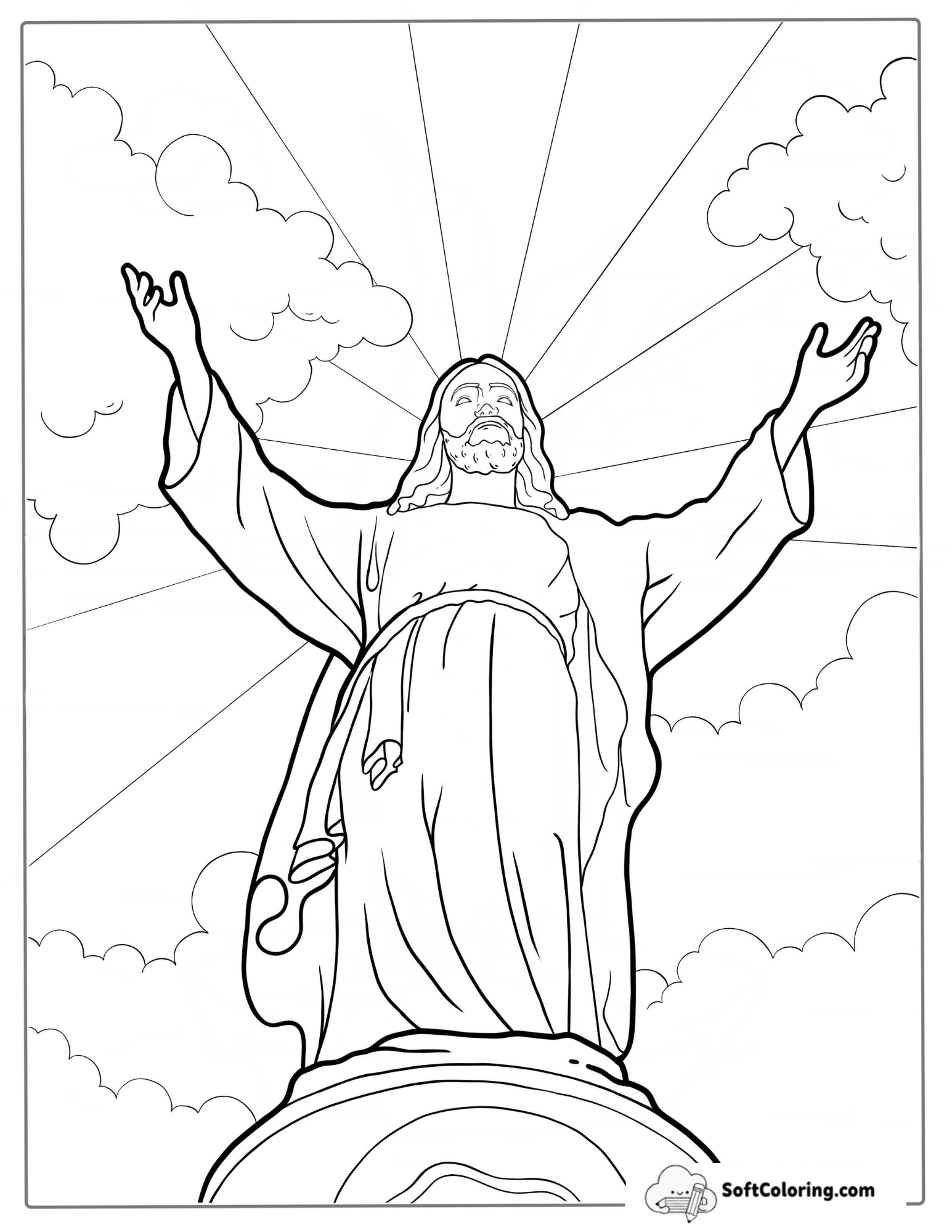 Blessed Jesus In Heaven Coloring In