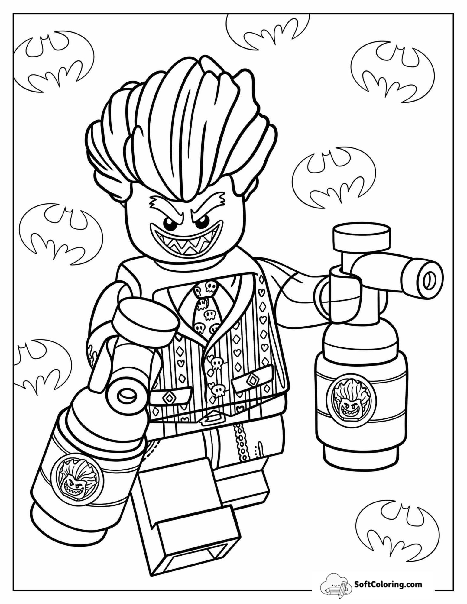 Coloring Page Of Lego Joker Causing Trouble