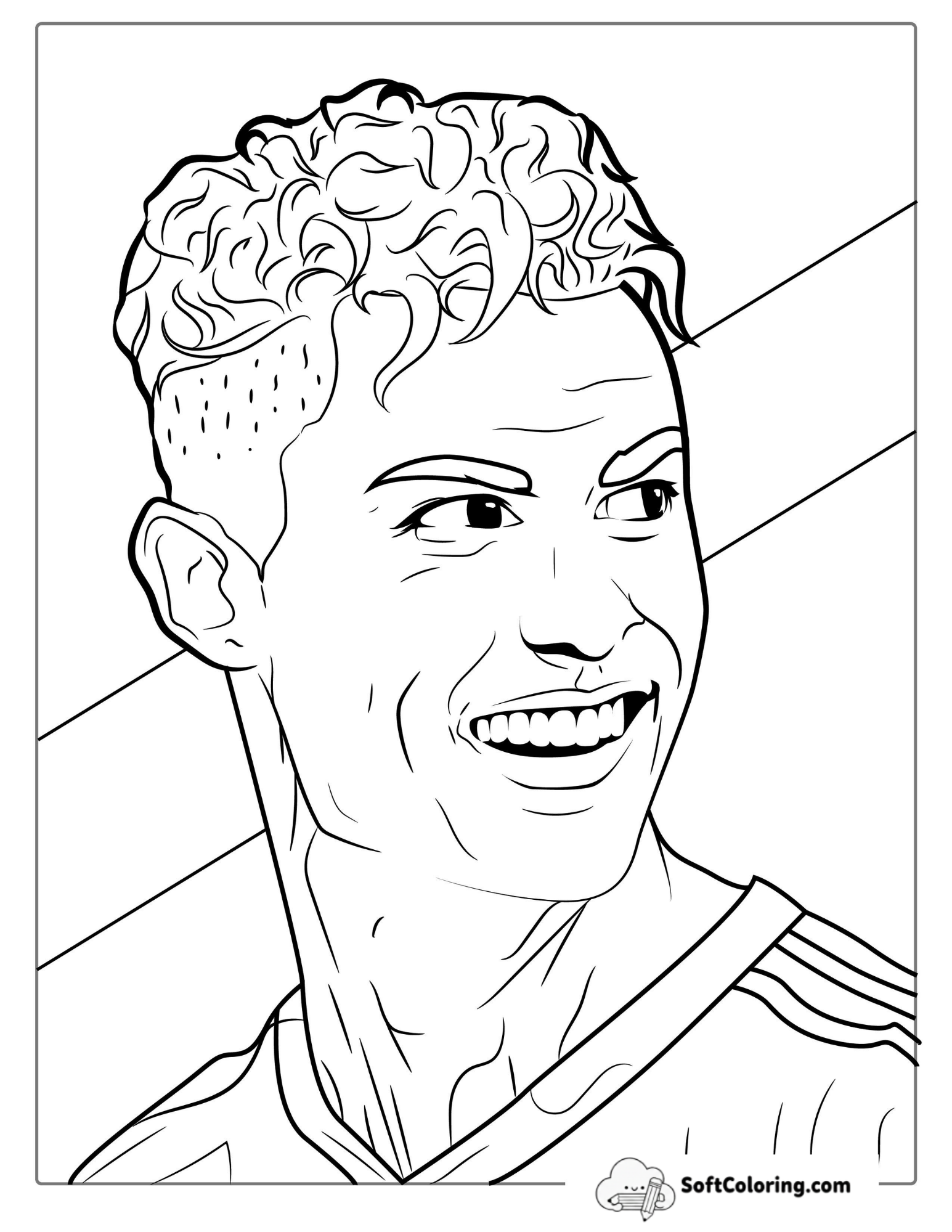 Cristiano Ronaldo Smiling Coloring Sheet