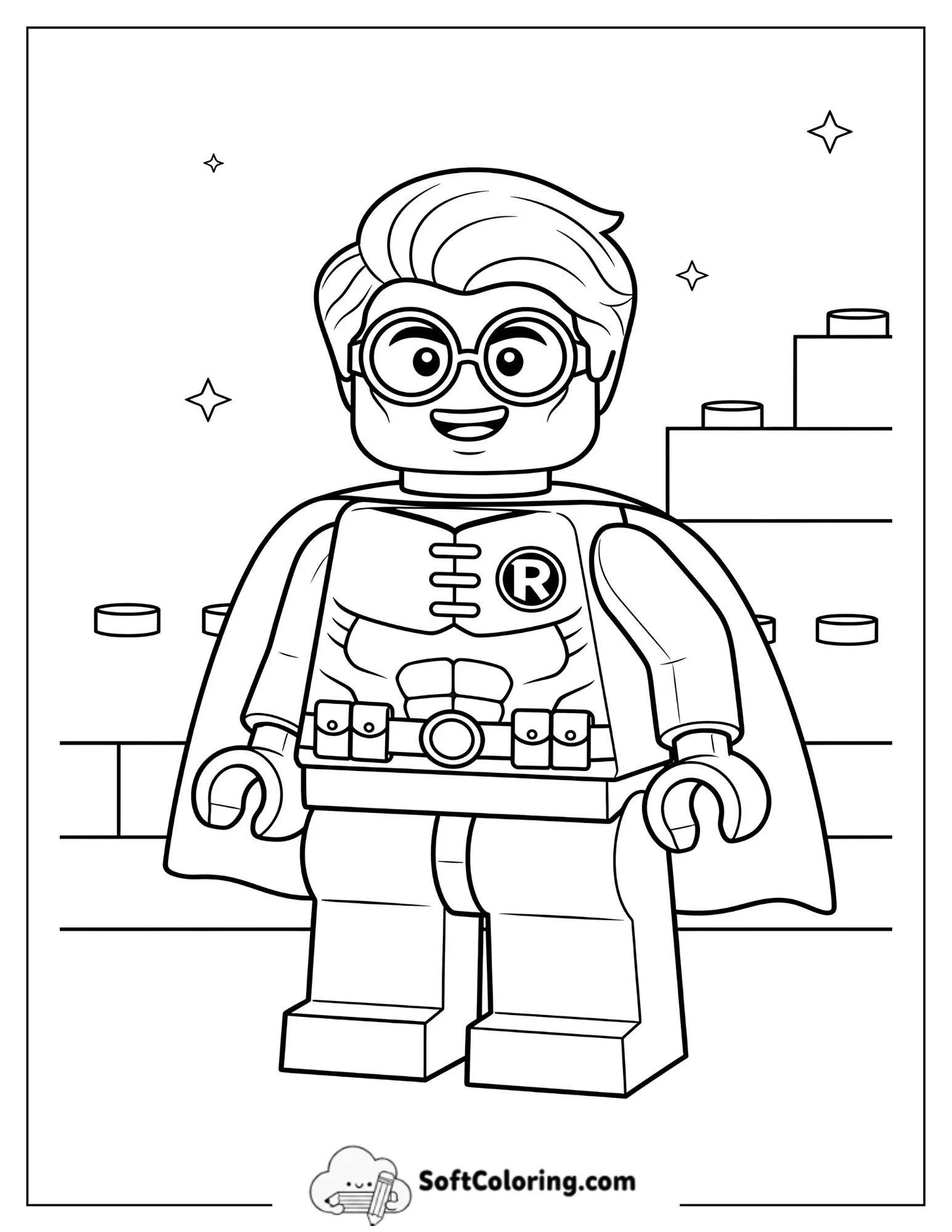 Cute Lego Robin Wearing Glasses And Smiling
