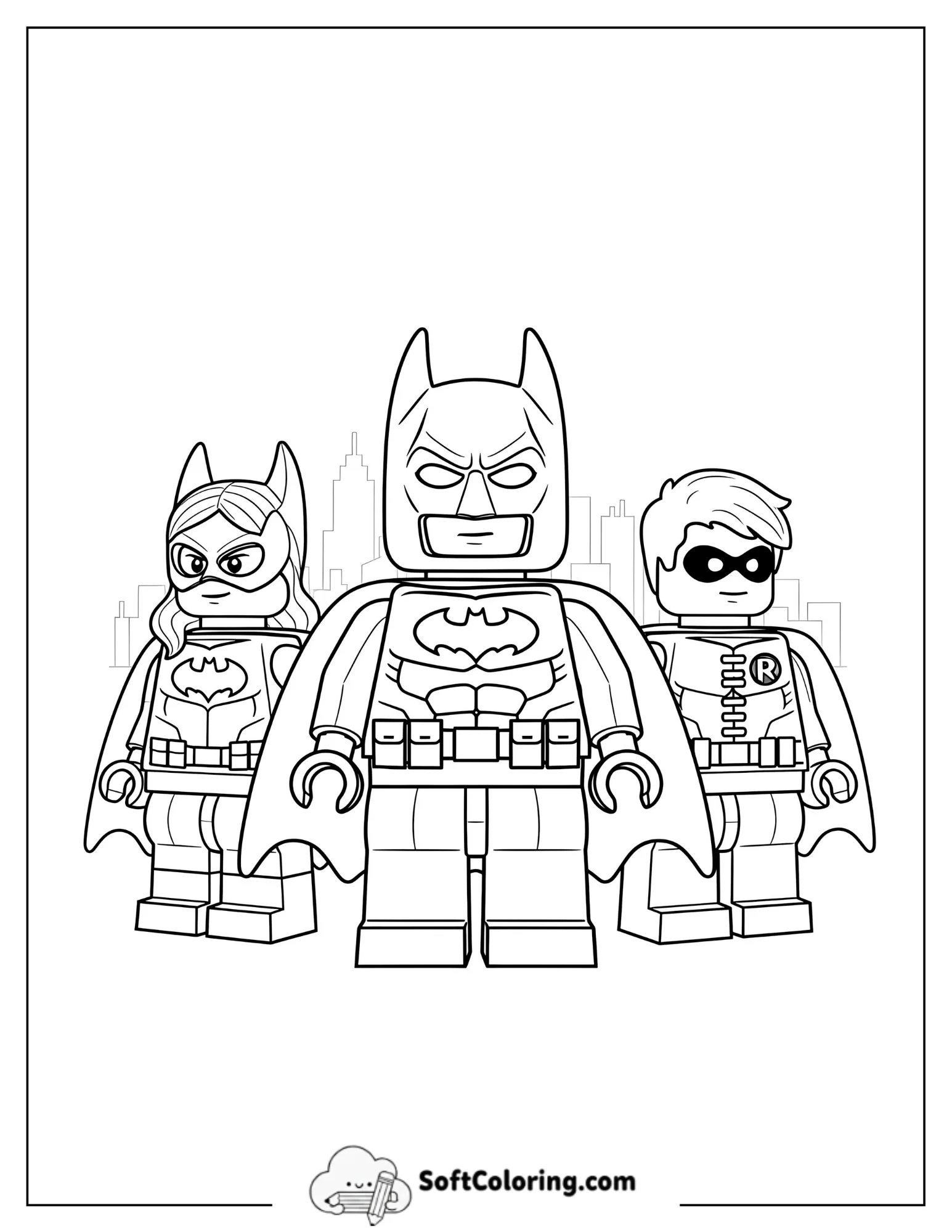 Easy Lego Batman, Batgirl, And Robin Standing Together