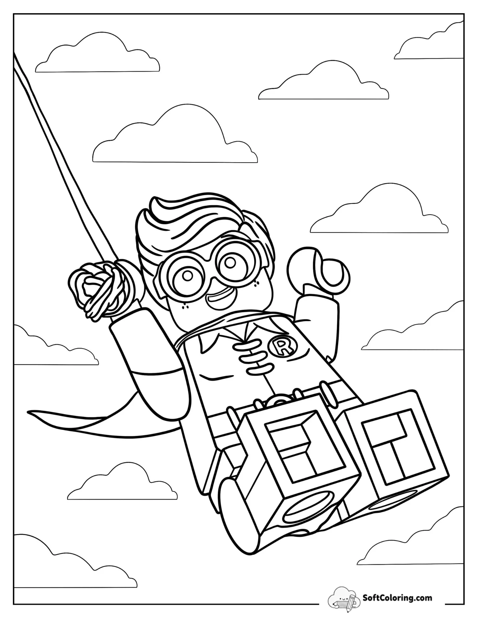 Happy Lego Robin Coloring Page