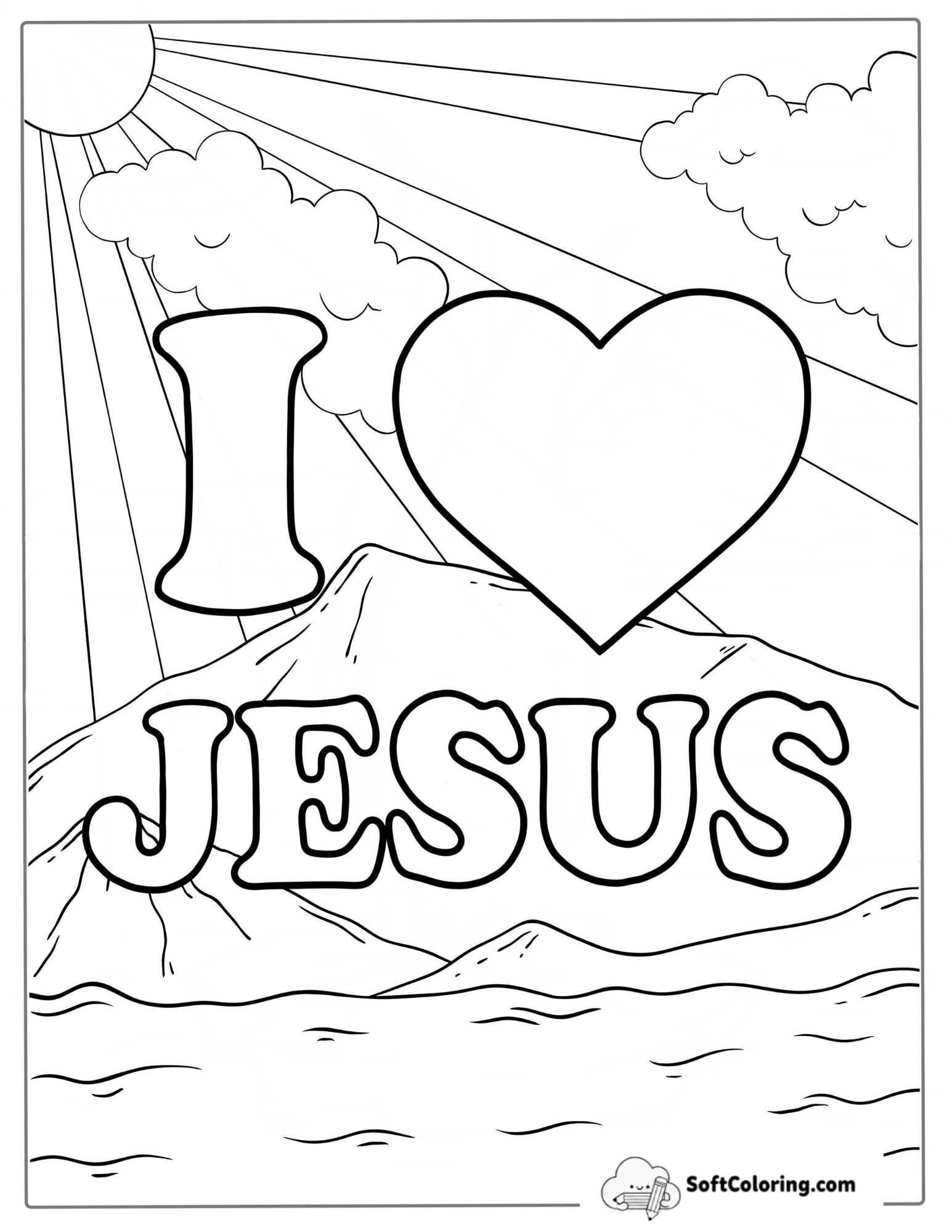 I Love Jesus Coloring Page For Sunday School