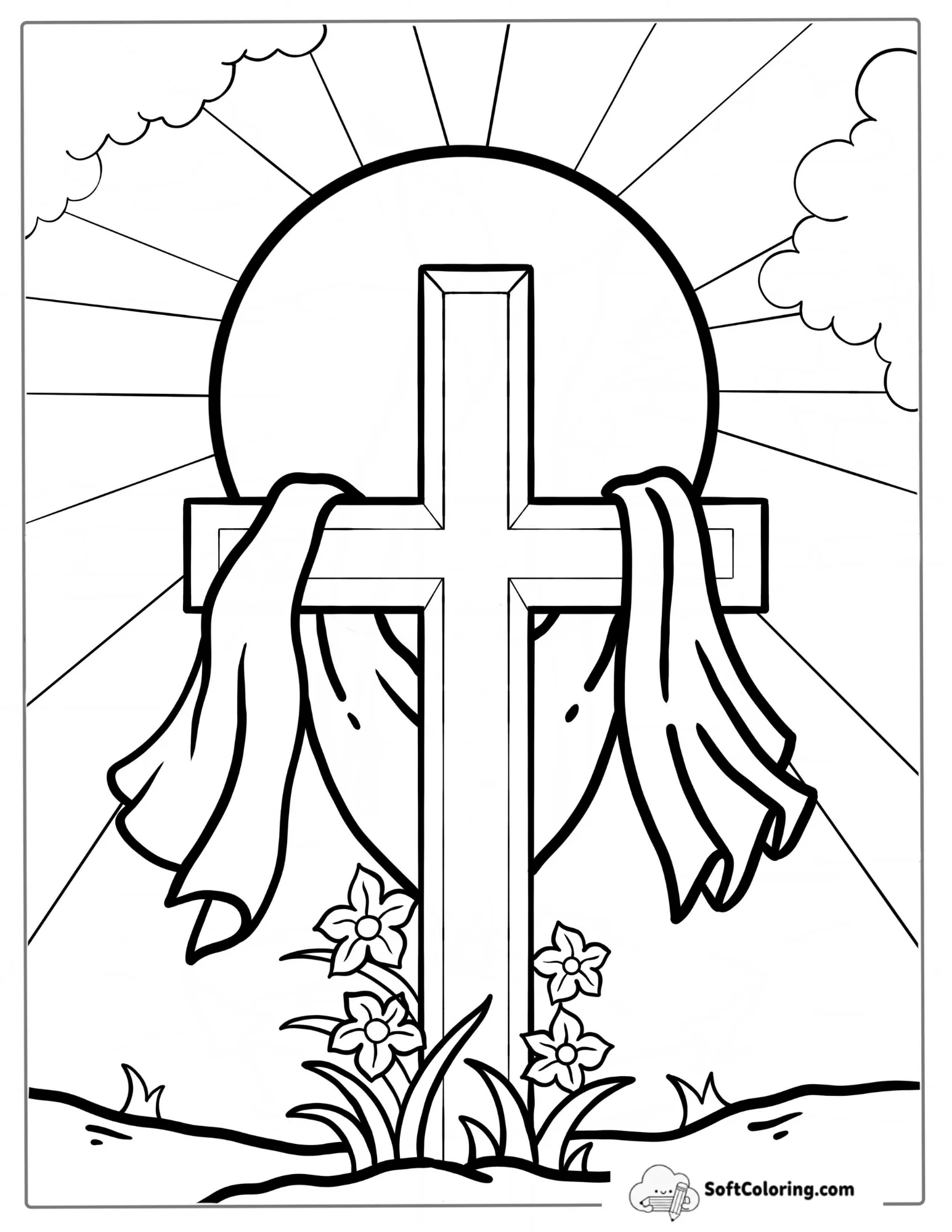 Jesus Easter Cross Coloring Sheet