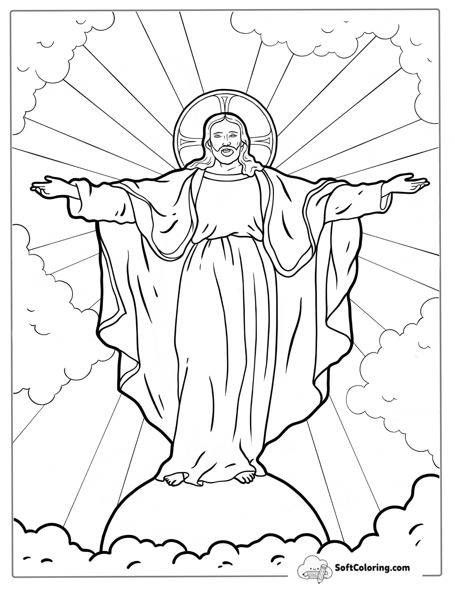 Jesus In Heaven Coloring Sheet For Kids