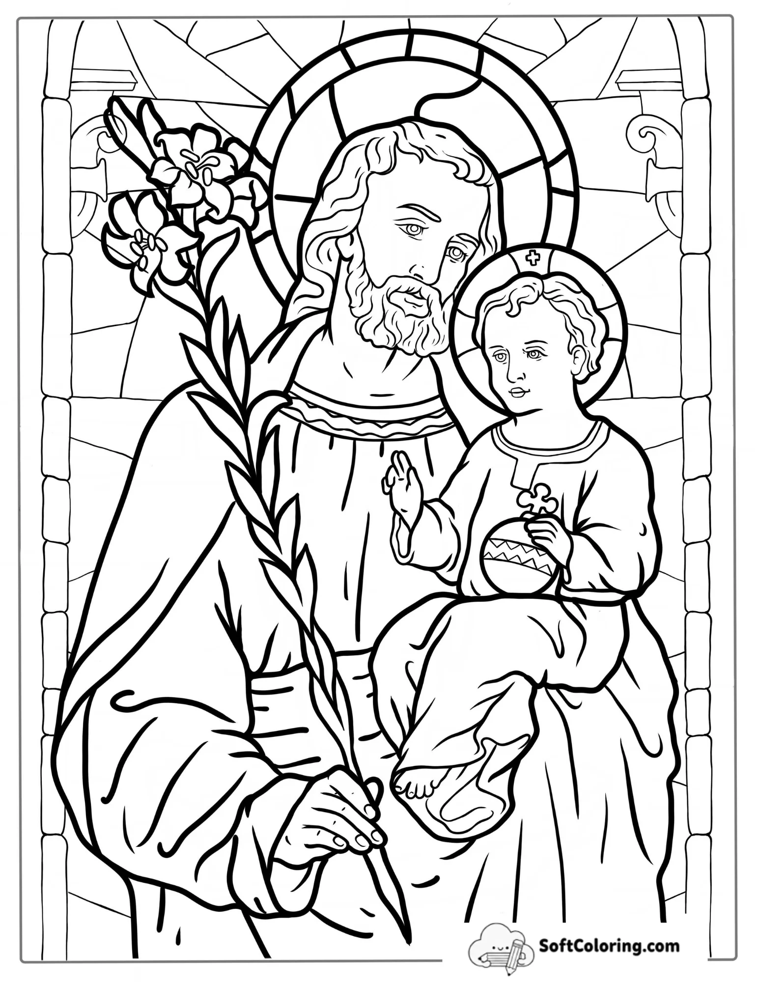 Jesus Stained Glass Coloring Sheet