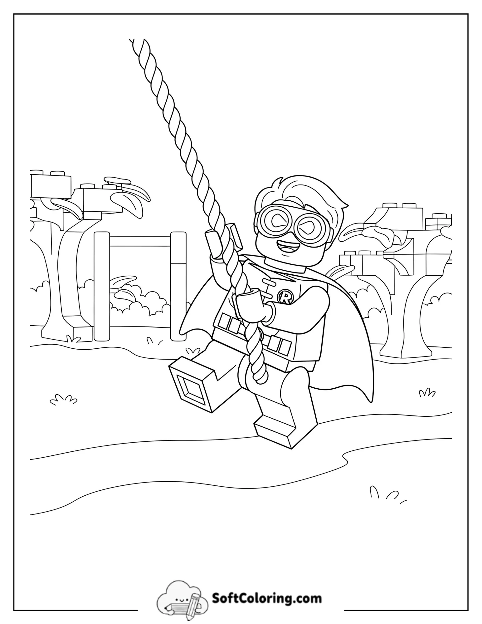 Kawaii Happy Lego Robin Wearing Goggles