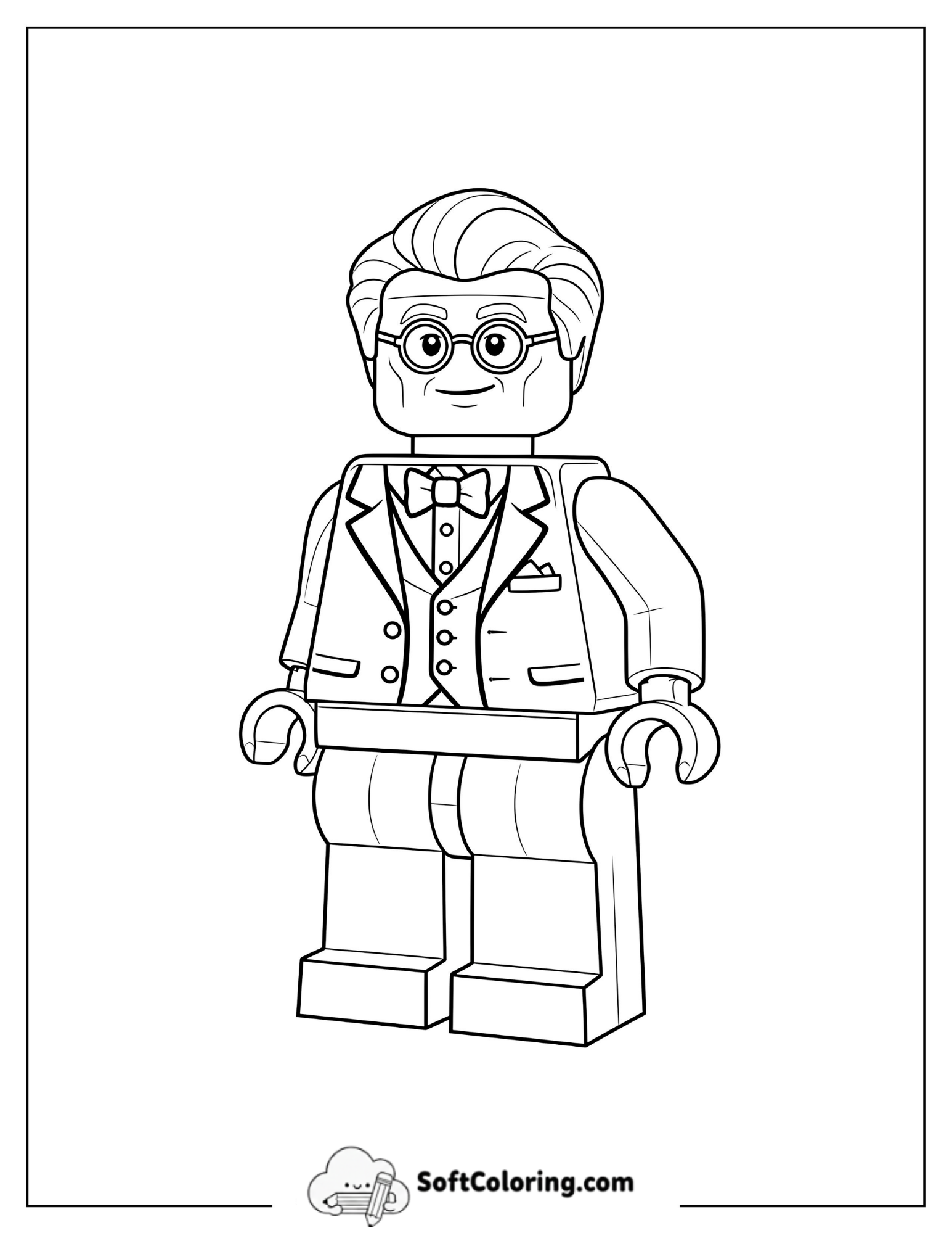 Kawaii Lego Alfred Wearing A Suit, Vest