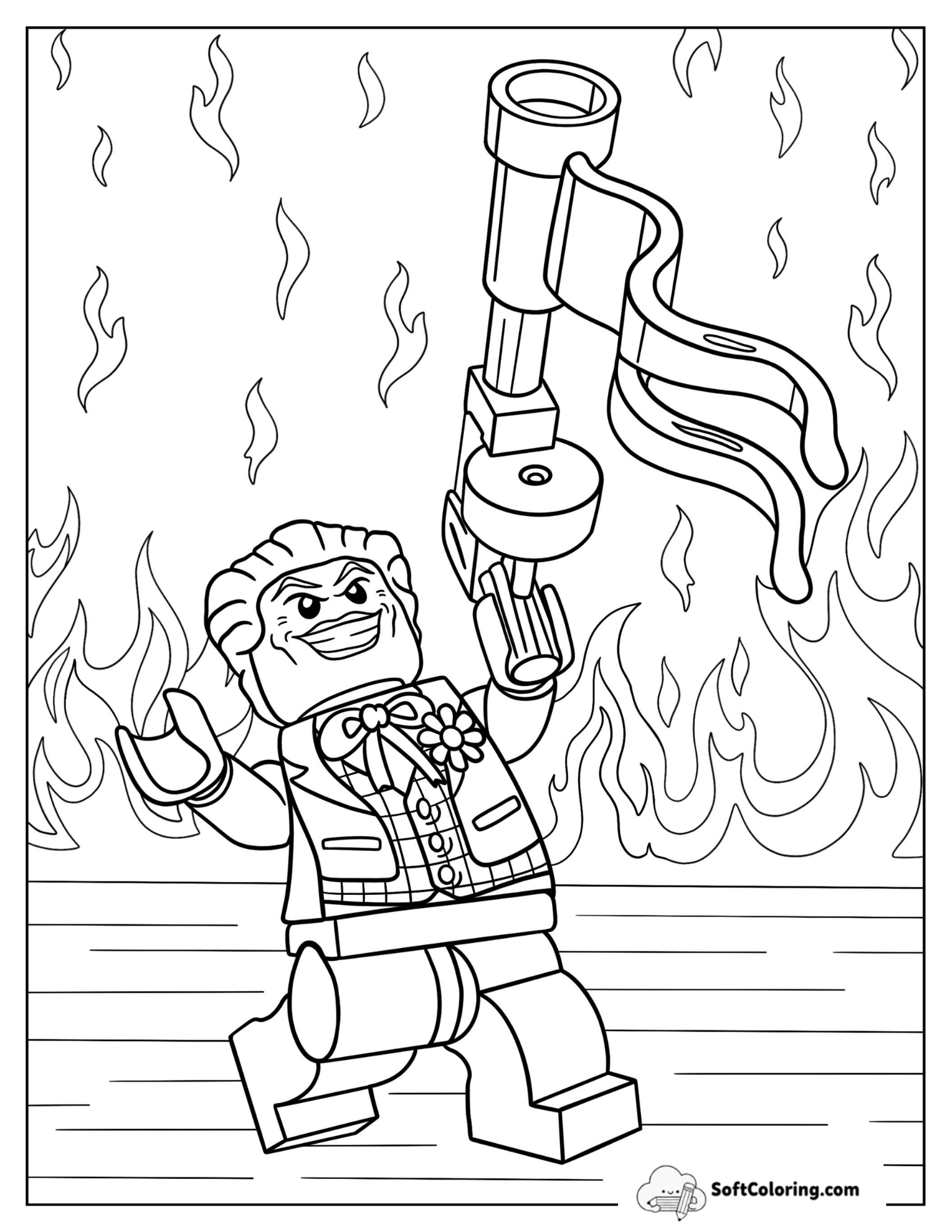 Lego Joker With Flames To Color